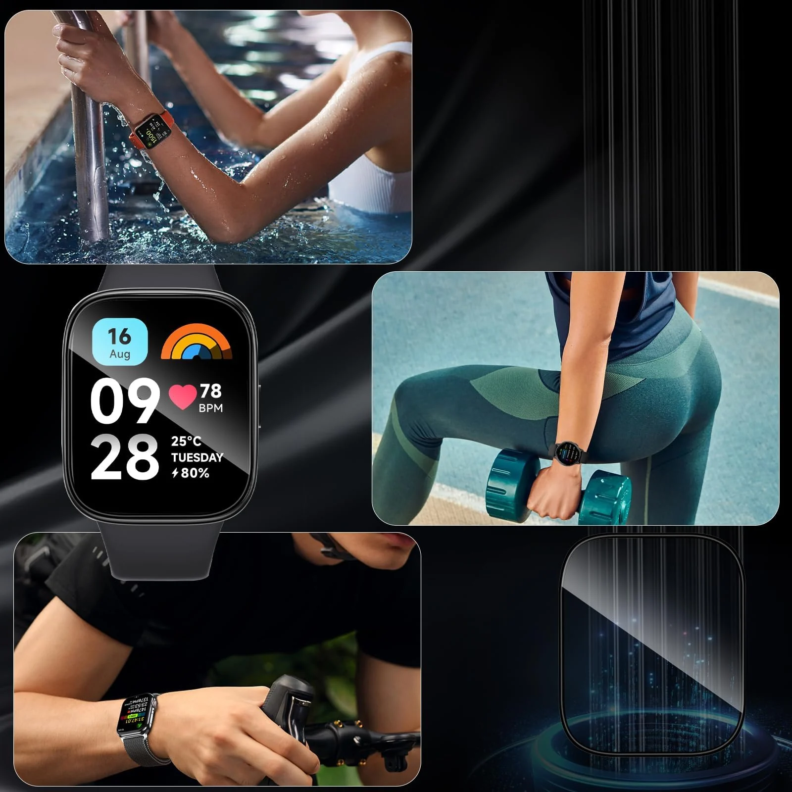 DL3 Mobilak Screen Protector For Xiaomi Redmi Watch 3 Active/Redmi Watch 3 Lite, 3D Curved Soft Edge Protective Film [Anti-Scratch] [Bubble Free] [Ultra Shatterproof] [High Sensitive] (Not Glass) - Black