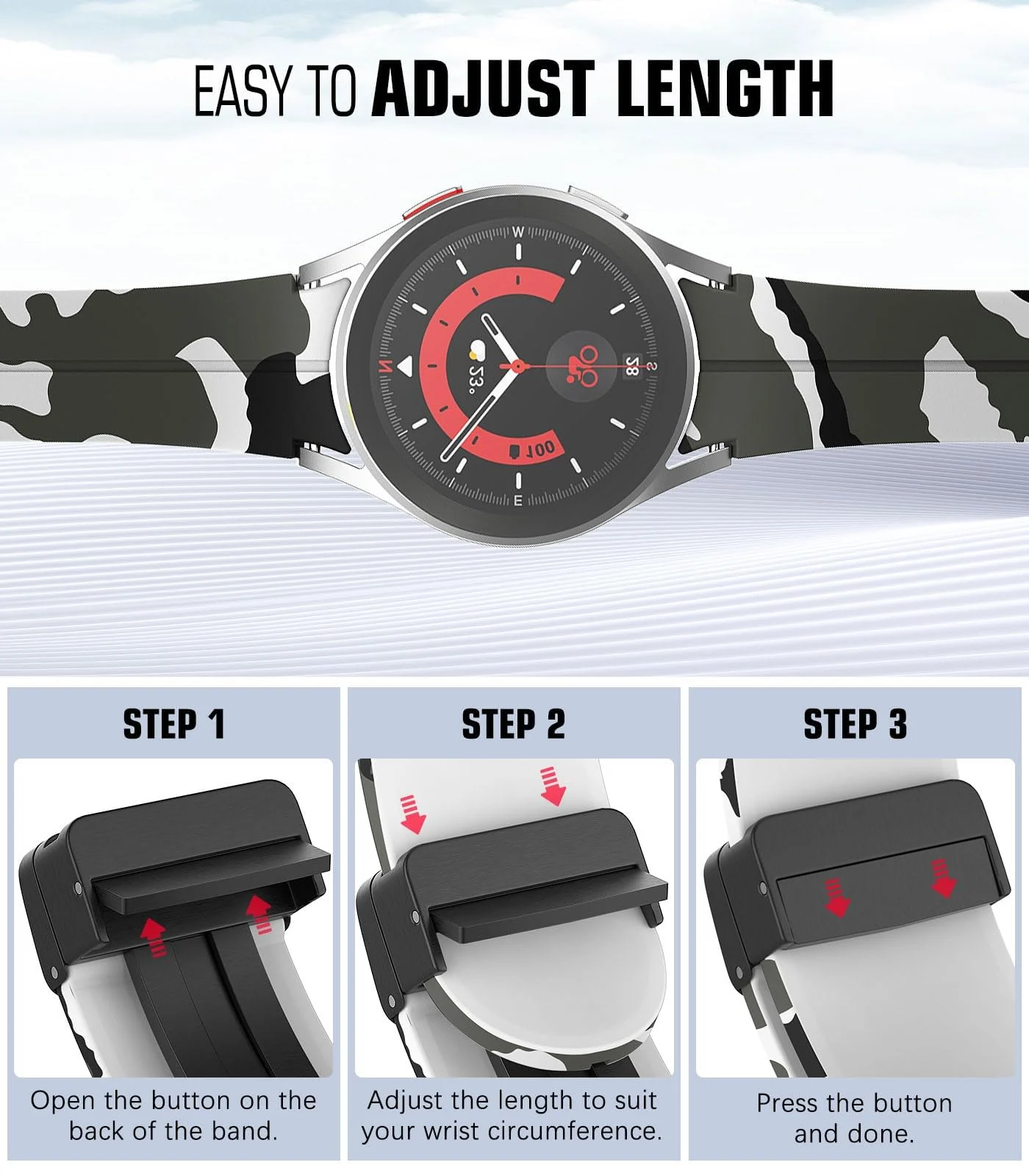 DL3 Mobilak Strap Compatible with Samsung Galaxy Watch 7 FE 6 5 4 Strap 40mm 44mm/Watch 6 Classic 43mm 47mm/5 Pro 45mm/4 Classic 42mm 46mm, No Gap Magnetic Clasp Silicone Band - Black