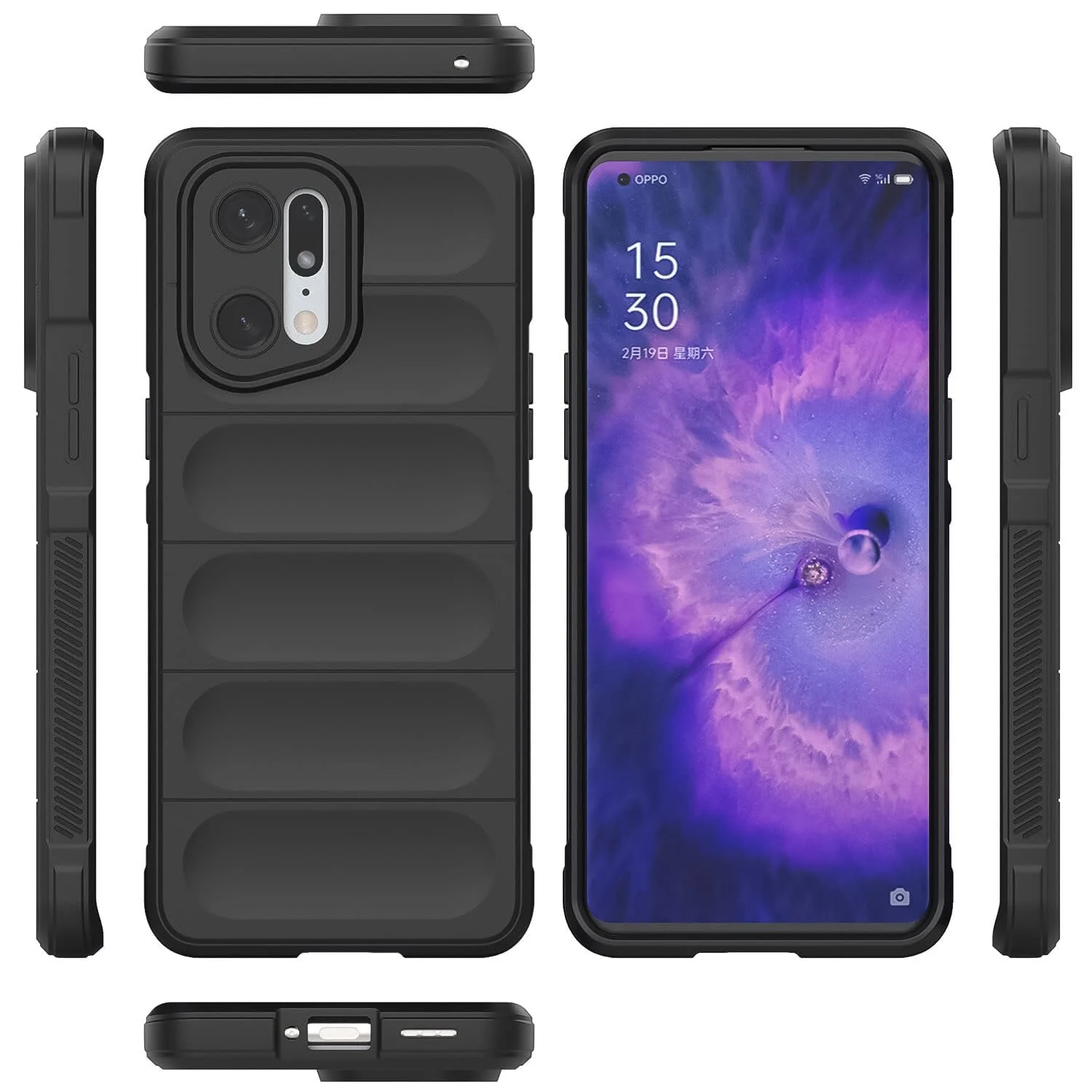 DL3 Mobilak Soft Silicone Protective Case for OPPO Find X5 with Camera Protection and Shockproof Design - Black