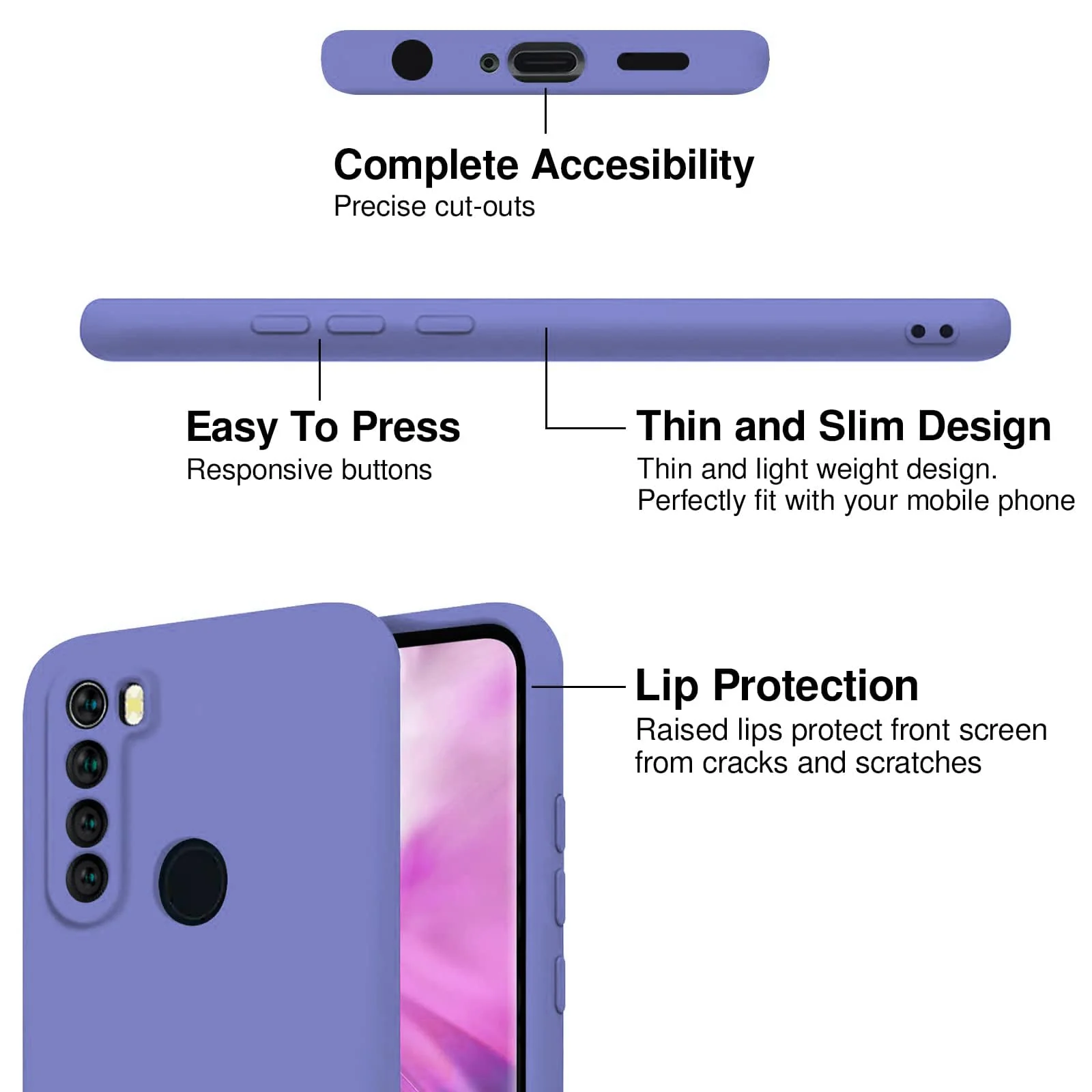 DL3 Mobilak Soft Silicone Protective Case for Xiaomi Redmi Note 8 with Microfiber Lining and Shockproof Design - Baby Blue