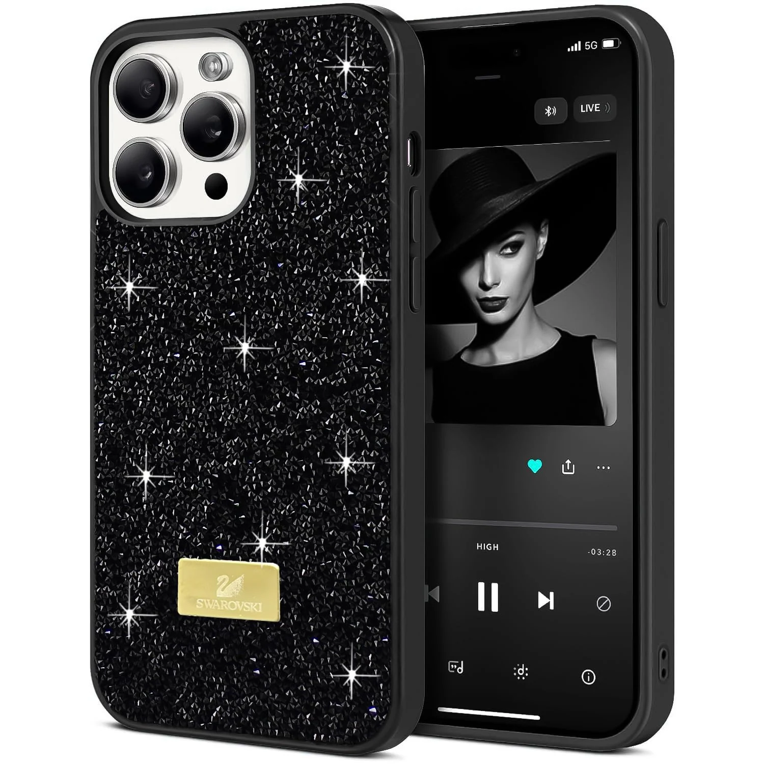5.5 — DL3 Mobilak Glitter Protective Case for iPhone 16 Pro Max 6.9-Inch, Supports wireless charging, Shock-absorbing protection, Scratch-resistant surface