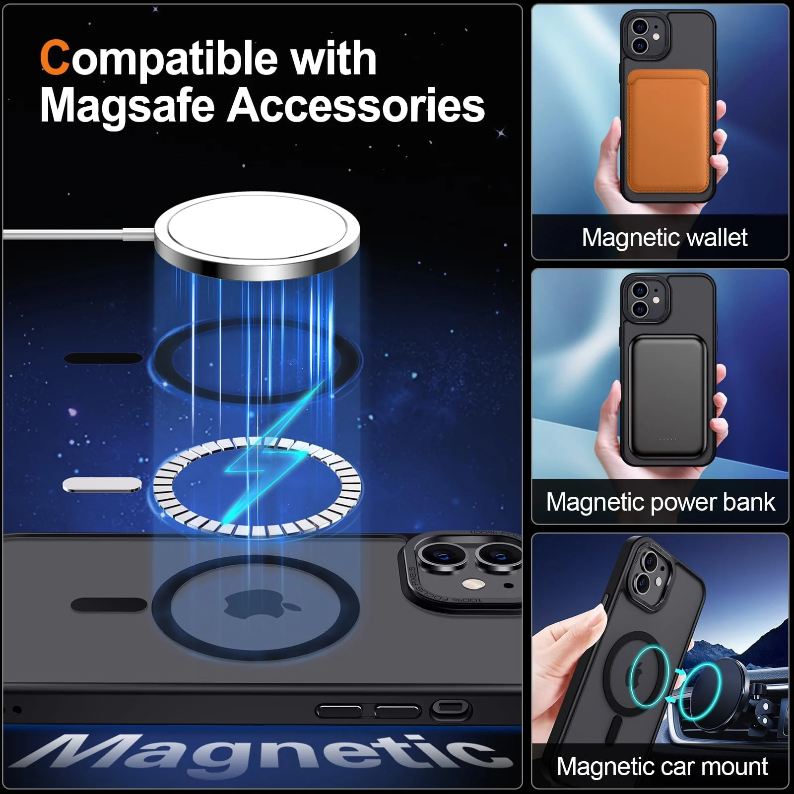 DL3 Mobilak Case for iPhone 11 (6.1 inch) Case Magnetic Translucent Matte Phone Cases [Compatible with MagSafe] Thin Slim Fit Shockproof Hard Protective Cover for Men Girls - Black