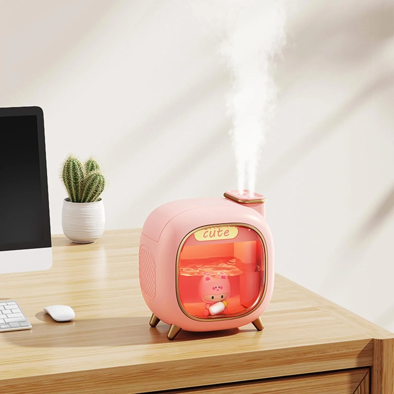 MOBIGON Dual-Mist 500 ml Ultrasonic Humidifier, Pink