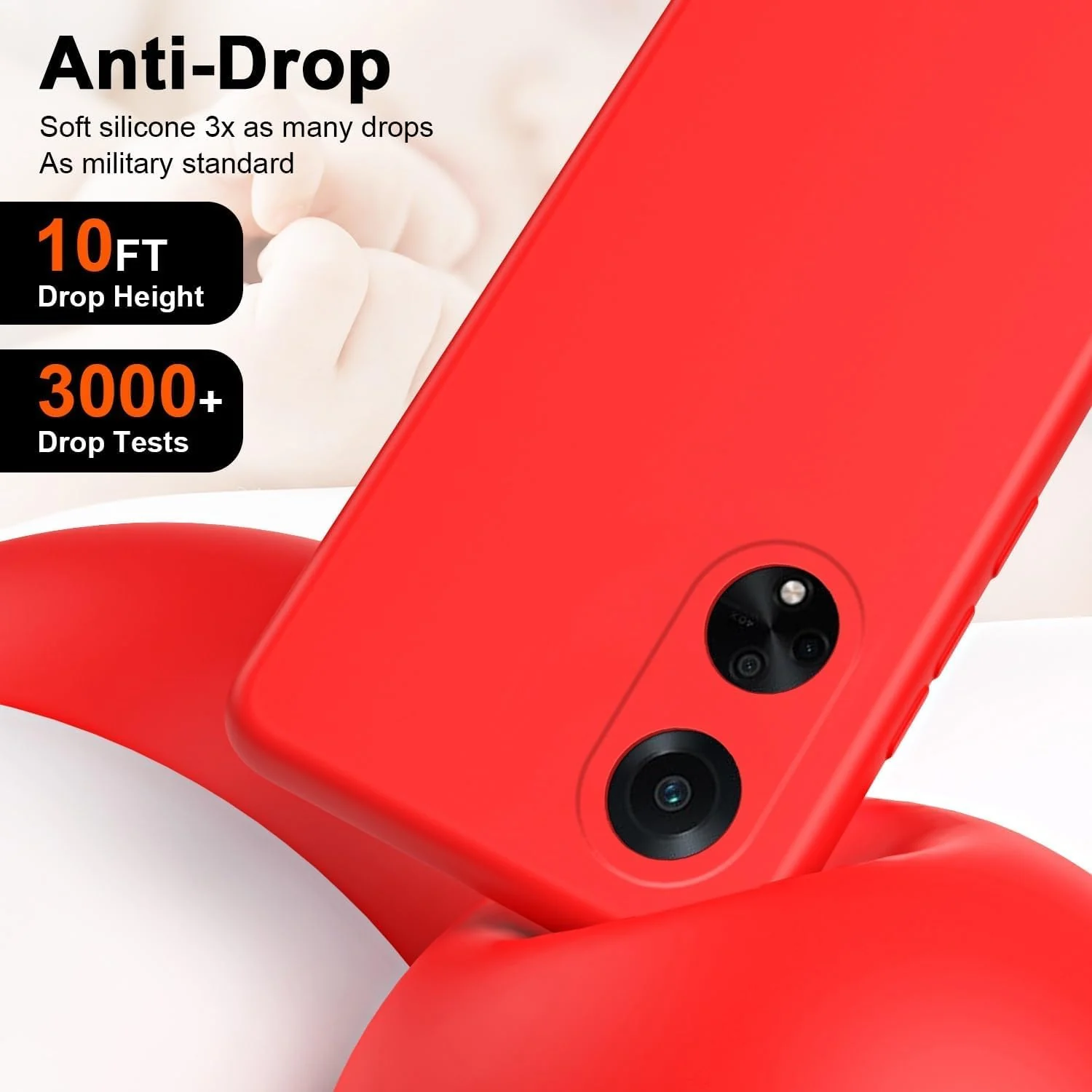 DL3 Mobilak OPPO A98 Case, Soft Flexible Silicone Gel Rubber Bumper Cover, Full Body Shockproof Protective Phone Case - Red