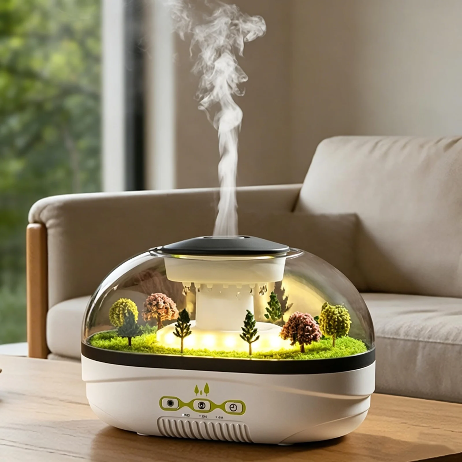 Raindrop Aroma Diffuser 400ML Humidifier | Quiet operation, 2/4H Timer, Warm Night Light, Fine Mist, Creative Micro Landscape Design, Auto Shut-Off for Office Home, Bedroom,Yoga,Meditation - Style-1