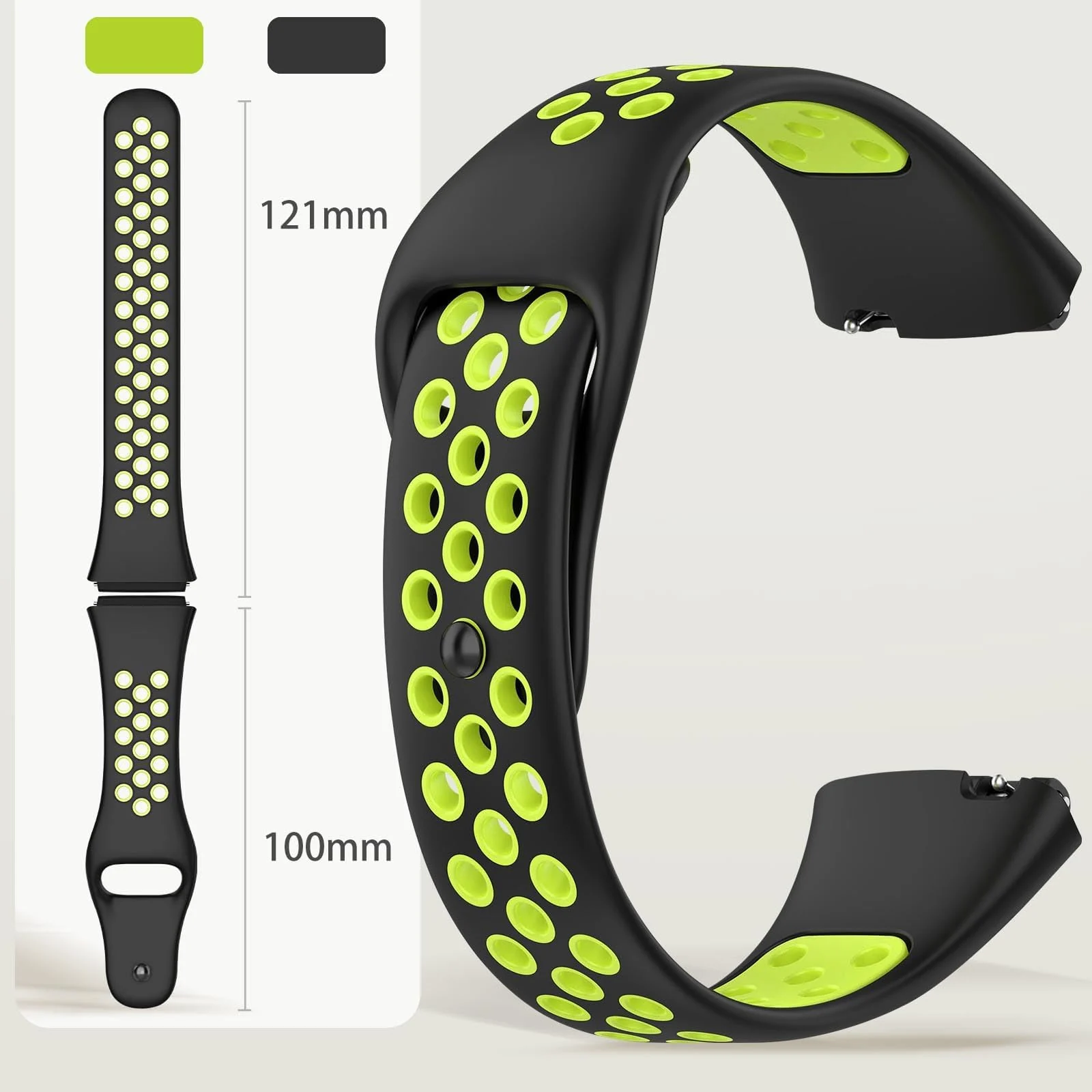 DL3 Mobilak Strap Silicone Compatible With Xiaomi Redmi Watch 3 Active/Redmi Watch 3 Lite, Sport Silicone Watch Band Wrist Strap, Bracelet Wristband Wrist Strap - Black Lime