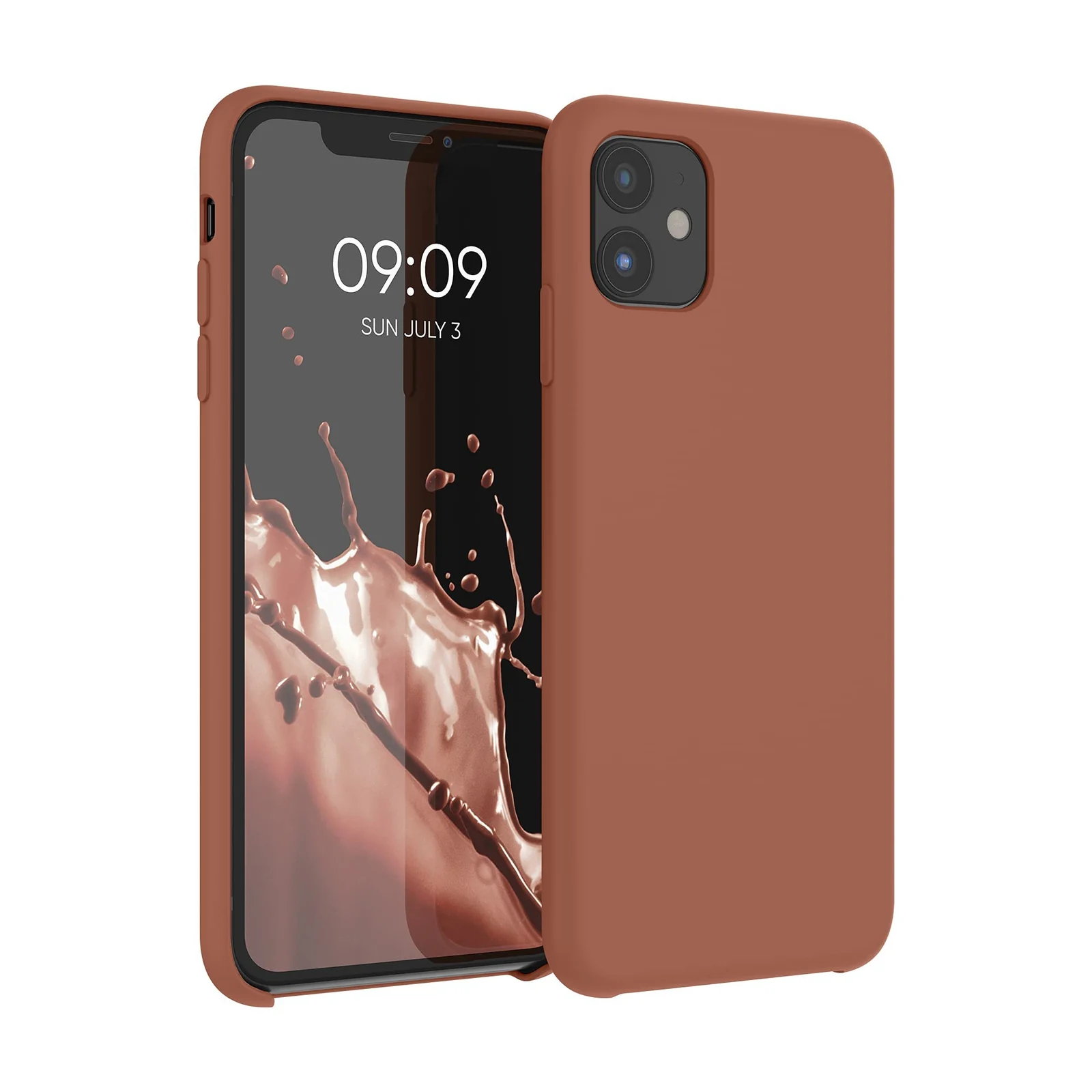 DL3 Mobilak Liquid Silicone Protective Case for iPhone 11 (6.1 Inch) with Camera Protection and Microfiber Lining - Cinnamon Brown