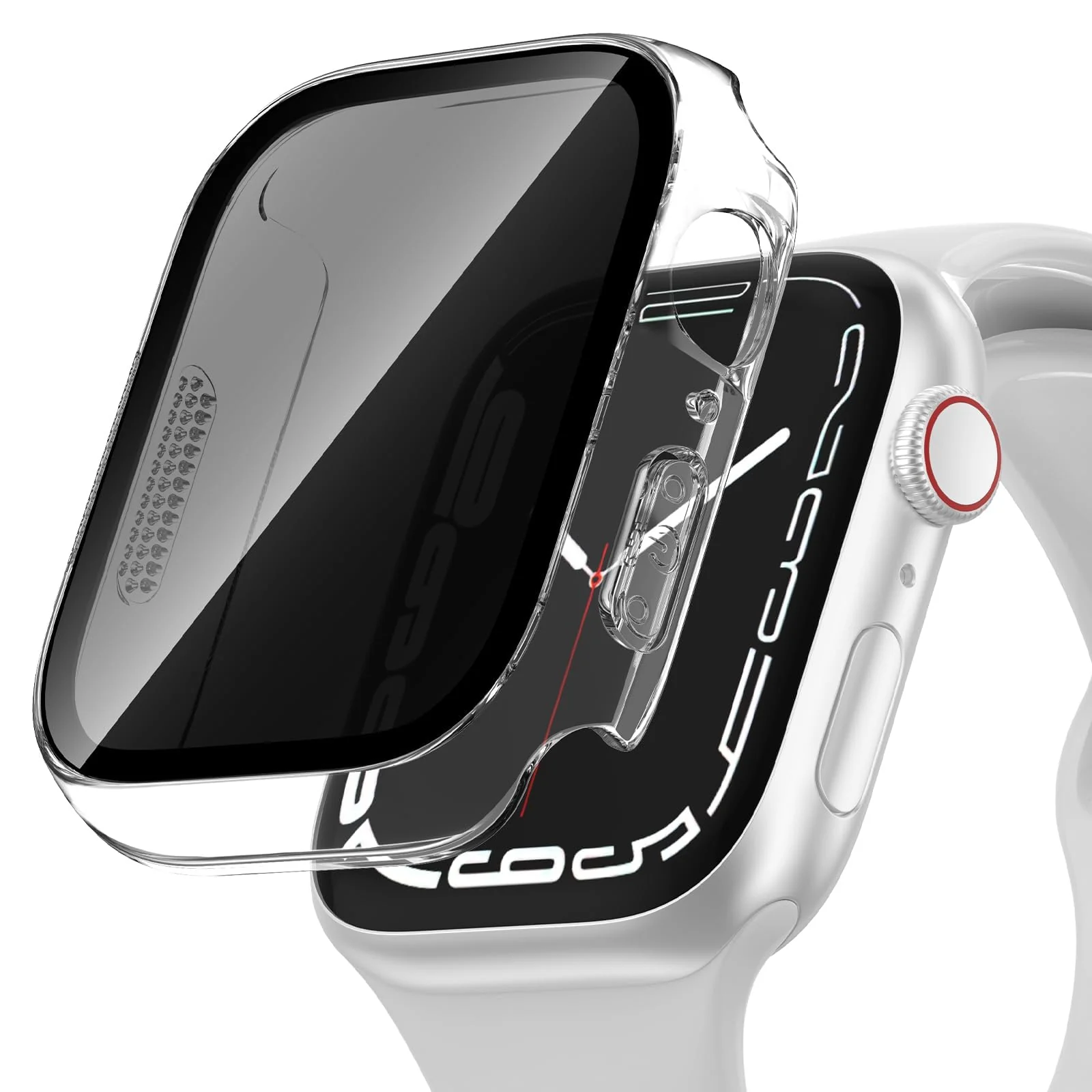DL3 Mobilak Privacy Case for Apple Watch Series 9/8/7 45mm Screen Protector, Anti-Spy Tempered Glass Film Apple Watch Cover Hard PC Case Bumper for iWatch 45 mm Series 9 8 7 - Clear