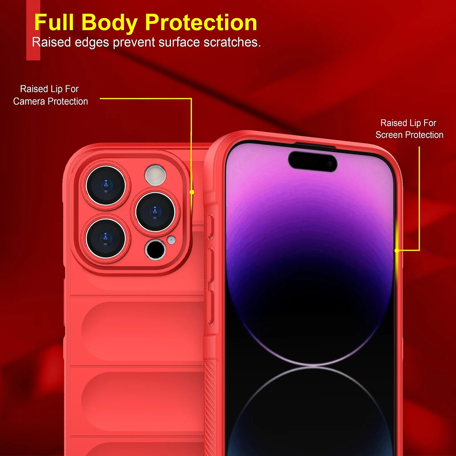 DL3 Mobilak Soft Silicone Protective Case for Apple iPhone 13 Pro with Camera Protection and Shockproof Design - Red