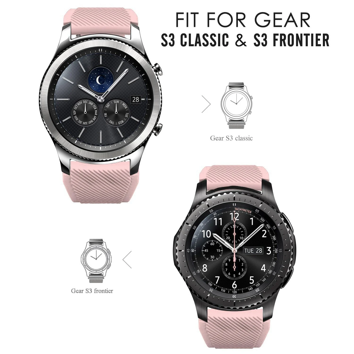DL3 Mobilak Silicone Sport Band 22MM Xiaomi Redmi Watch 5 Active/5 Lite/Samsung Galaxy Watch 46mm/Watch 3 45mm/Gear S3/Huawei watch (GT6 GT5 GT4 GT3 GT2 GT 46MM)/GT2E/GT5 Pro/GT 6 Pro/Amazfit GTR 3/4 - Baby Pink