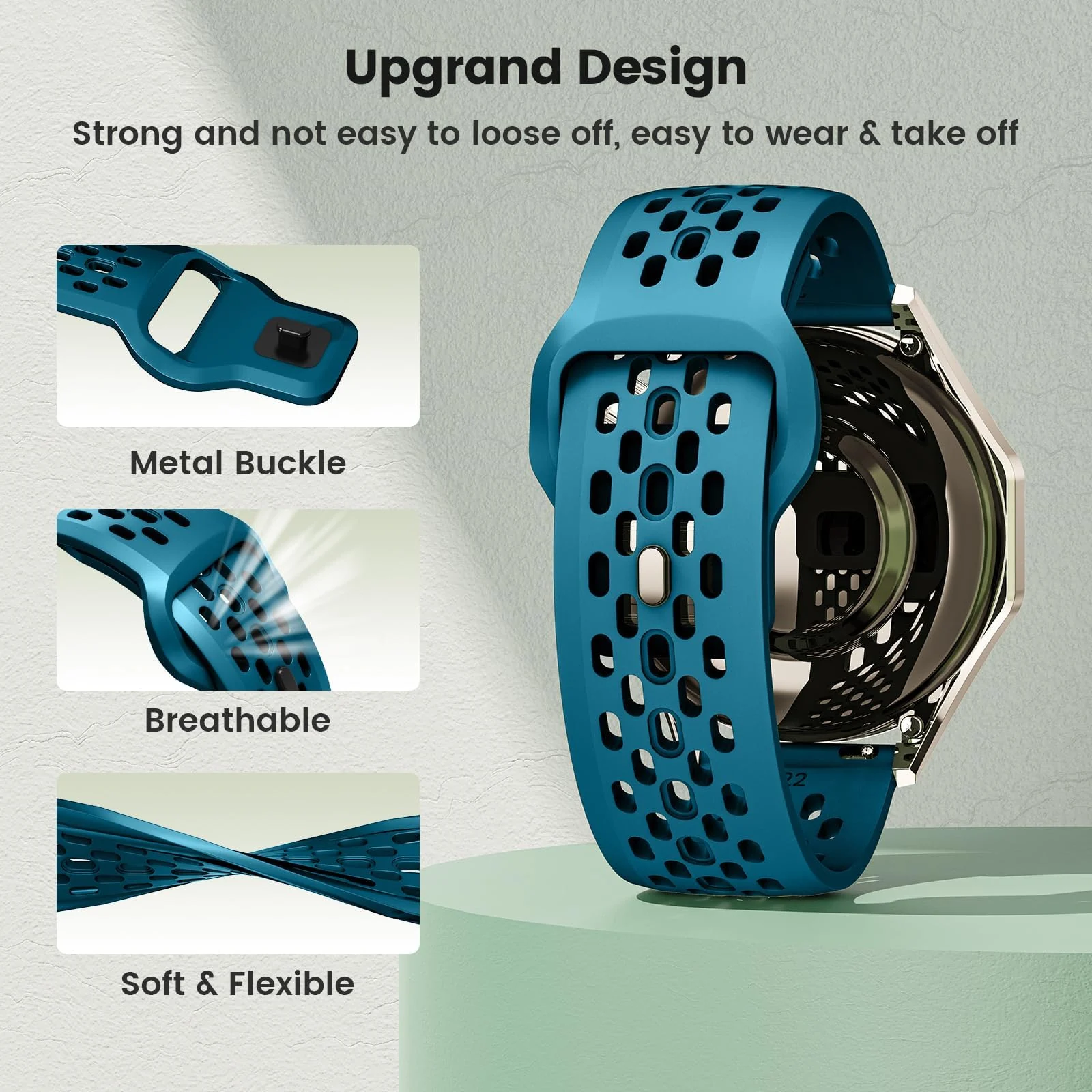 DL3 Mobilak 22mm Breathable Sport Band for Xiaomi Redmi Watch 5 Lite/5 Active/Samsung Galaxy Watch 3 45mm/Watch 46mm/Gear S3/Huawei watch GT6 GT5 GT4 GT3 GT2 (46MM)/GT2E/GT 3 Pro/GT 5 Pro, Soft Silicone Strap - Space Gray