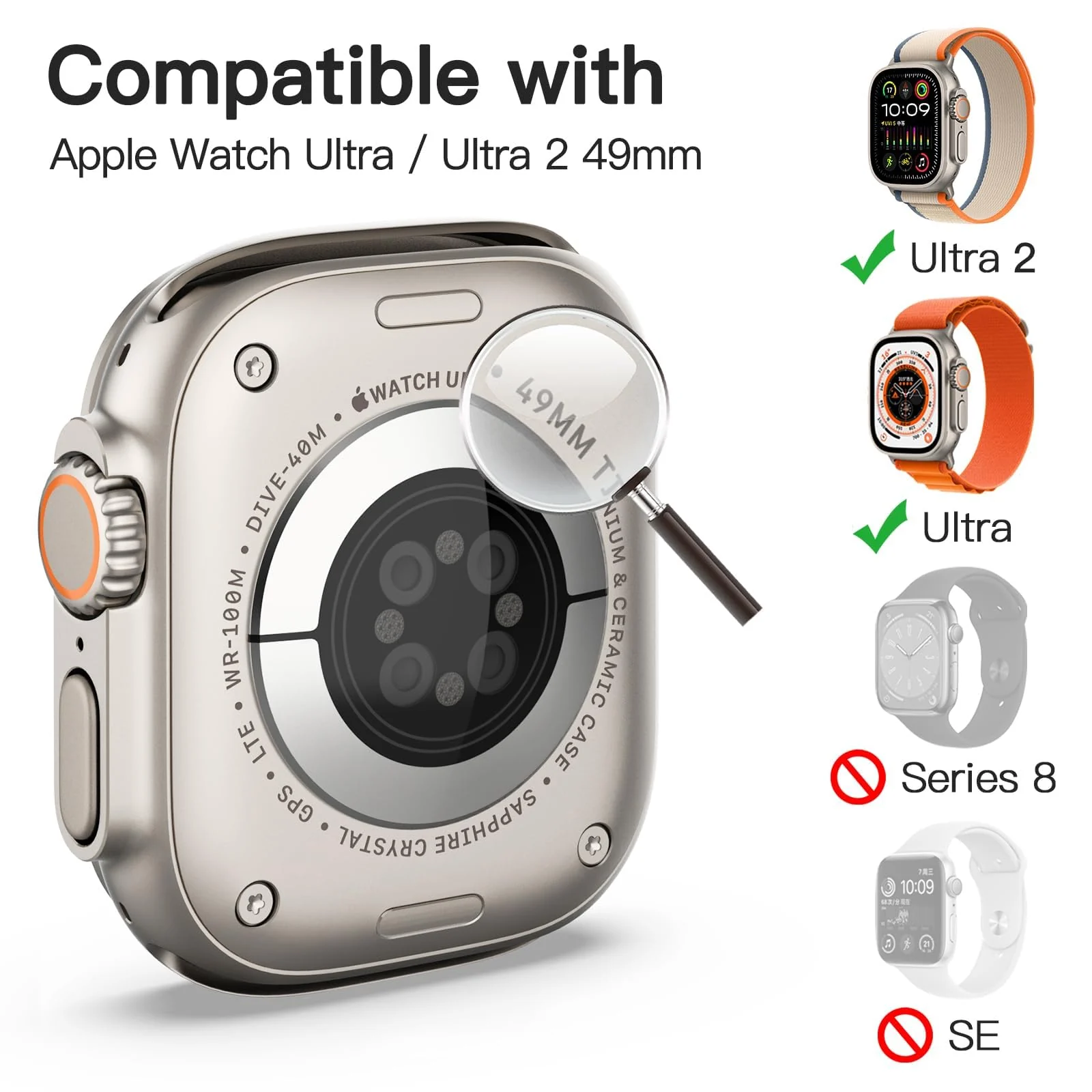 DL3 Mobilak Compatible With Apple Watch Ultra 2 / Ultra Screen Protector 49mm Tempered Glass, Waterproof Screen Protector for Apple Watch Ultra 2 Accessories, HD 9H Hardness Anti- Scratch Film - Clear