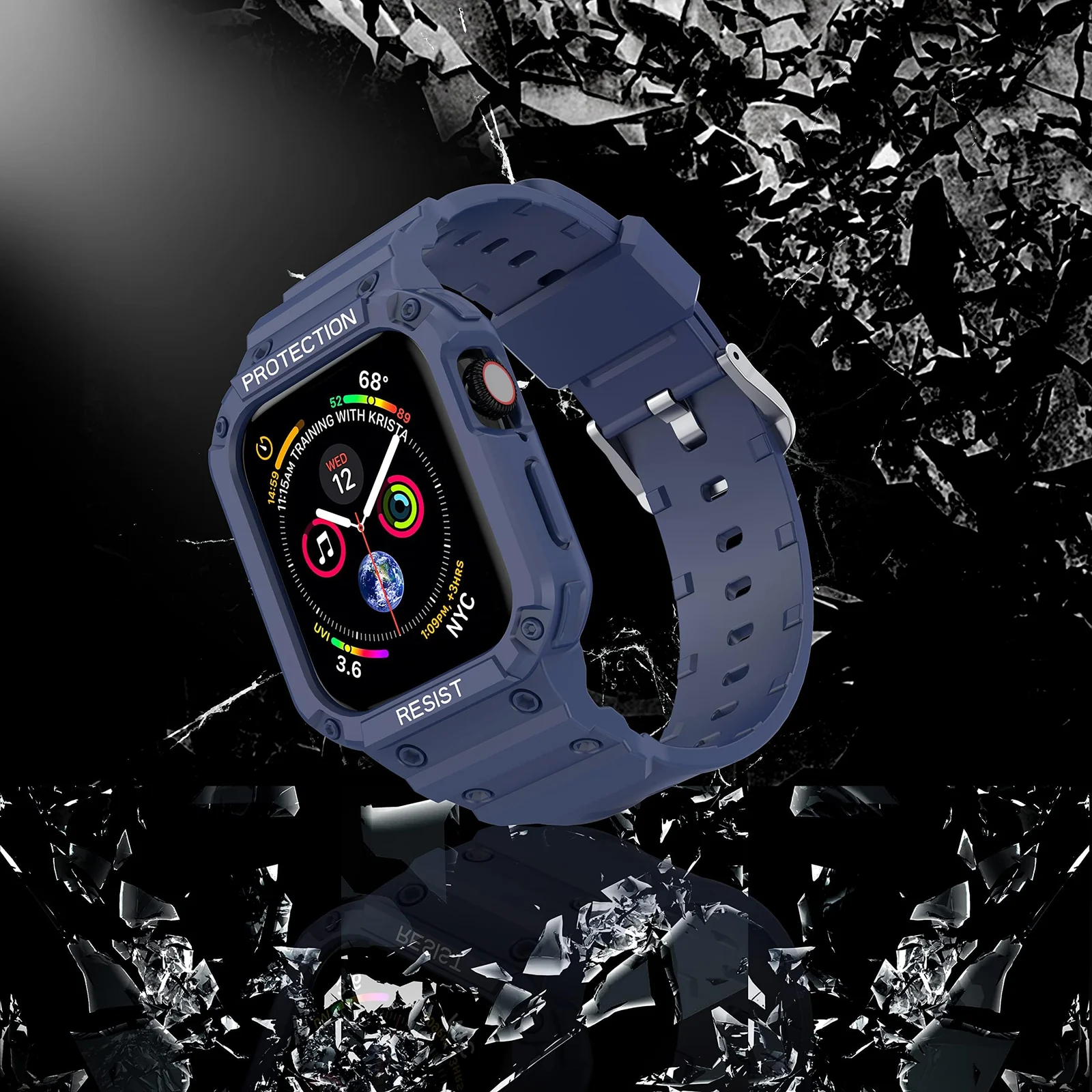 DL3 Mobilak Compatible With Apple Watch Band Ultra 2/1 49mm with Bumper Case, Rugged Men Bands for iWatch Ultra 2 / Ultra 49 mm, Sport Military Protector Drop-proof Shockproof - Blue