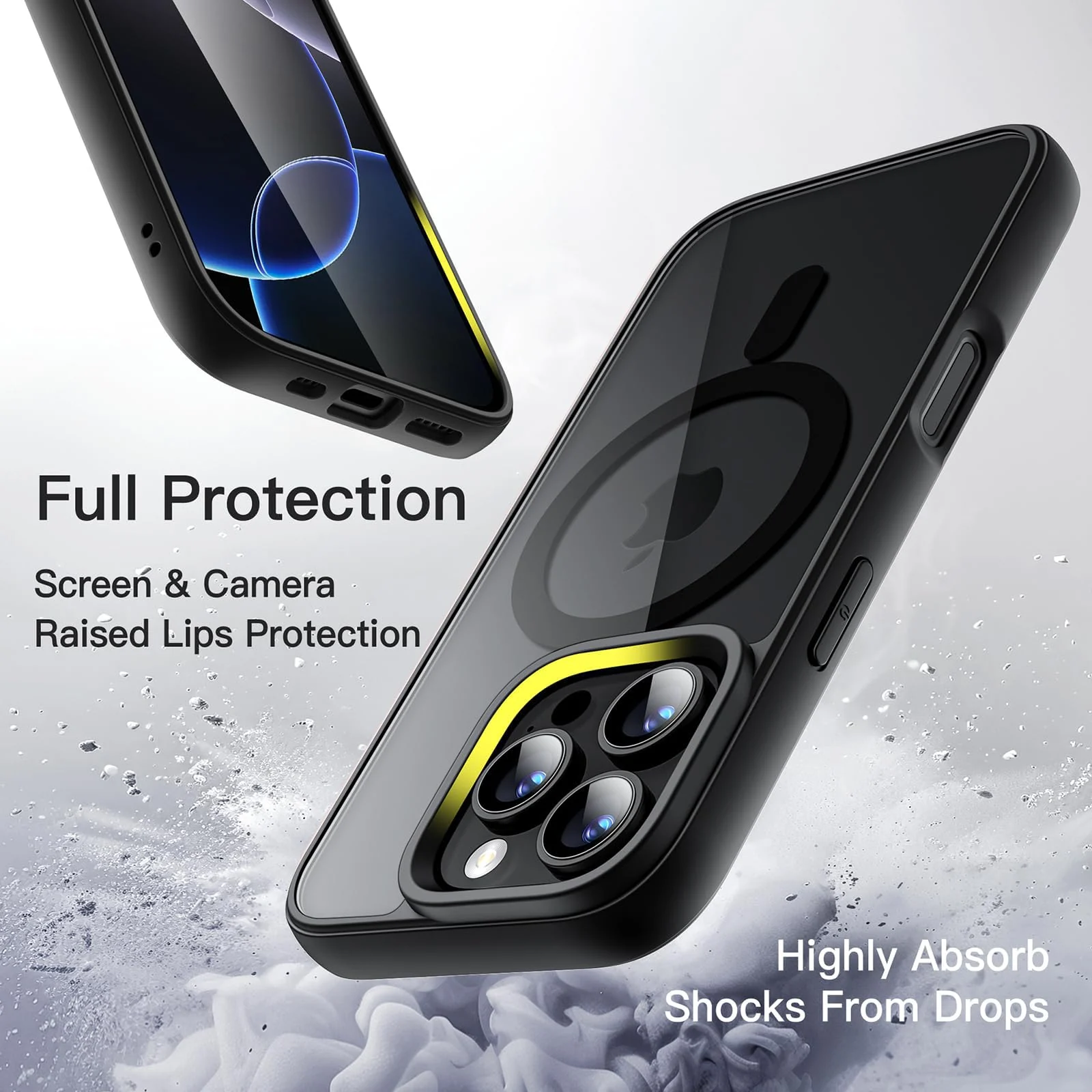DL3 Mobilak Translucent Matte Case for iPhone 16 Pro 6.3-Inch Compatible with, Compatible with MagSafe accessories, Shock-absorbing protection, Scratch-resistant surface - Black