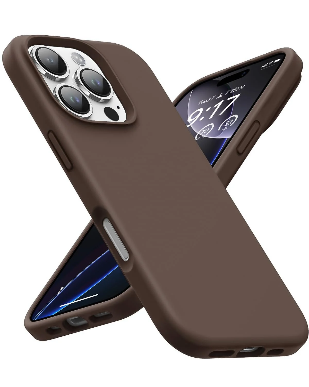DL3 Mobilak Liquid Silicone Protective Case for iPhone 16 Pro with Microfiber Lining and Shockproof Design - Brown 2