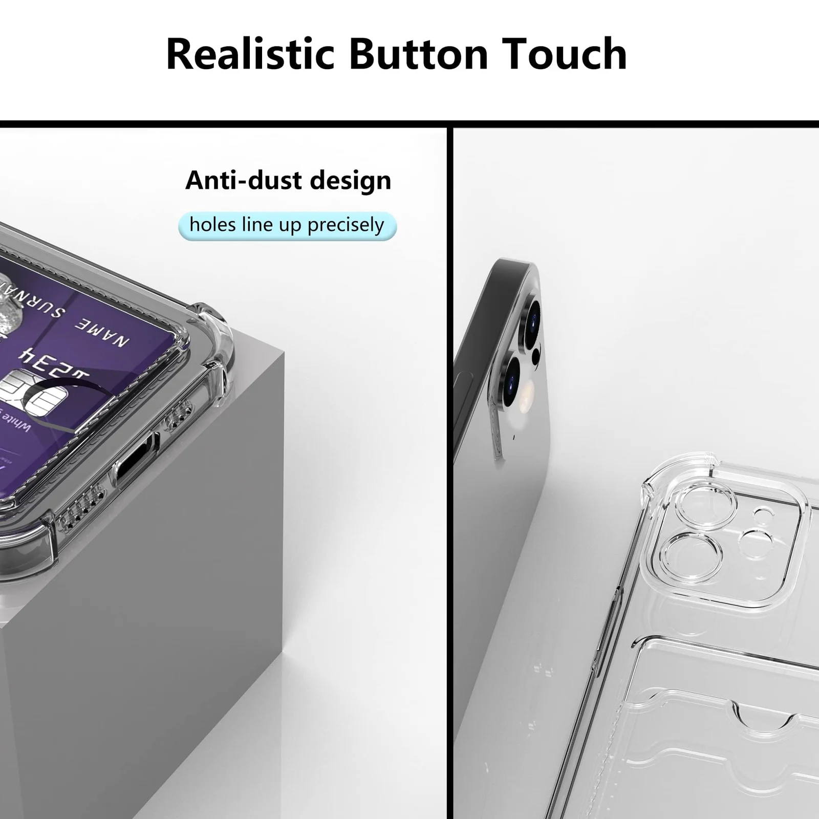 DL3 MOBILAK Case Compatible with iPhone 12 6.1-Inch Clear Card Holder Back Wallet Crystal Transparent Soft TPU Shockproof Bumper Corner Drop Protection Phone Cover With Camera Lens Protection