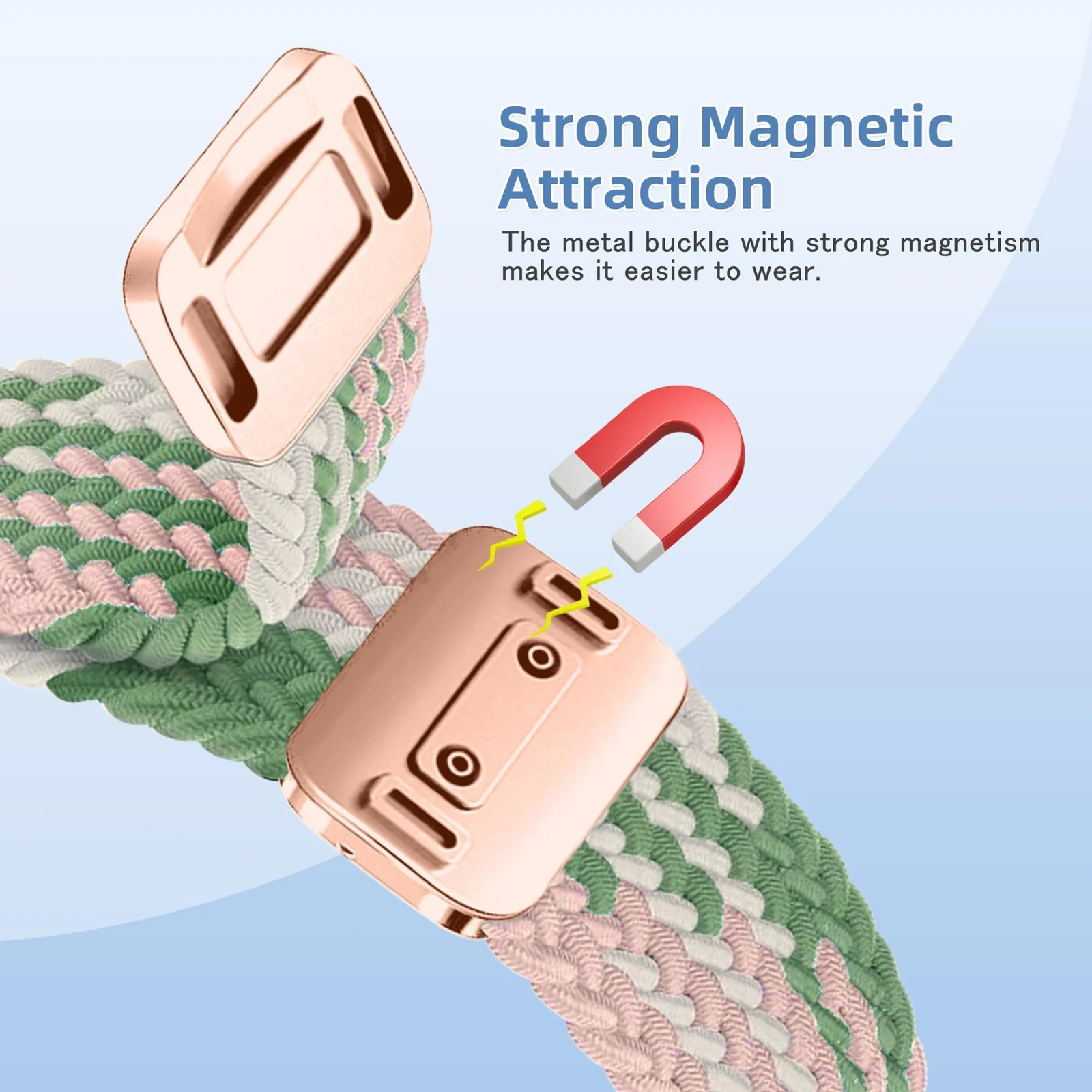 DL3 Mobilak Braided Strap for Xiaomi Mi Band 10/9/8, Men Women Breathable Elastic Nylon with Magnetic Buckle Watch Band for Xiaomi Smart Band 10/Xiaomi Smart Band 9/8 - Cactus Pink