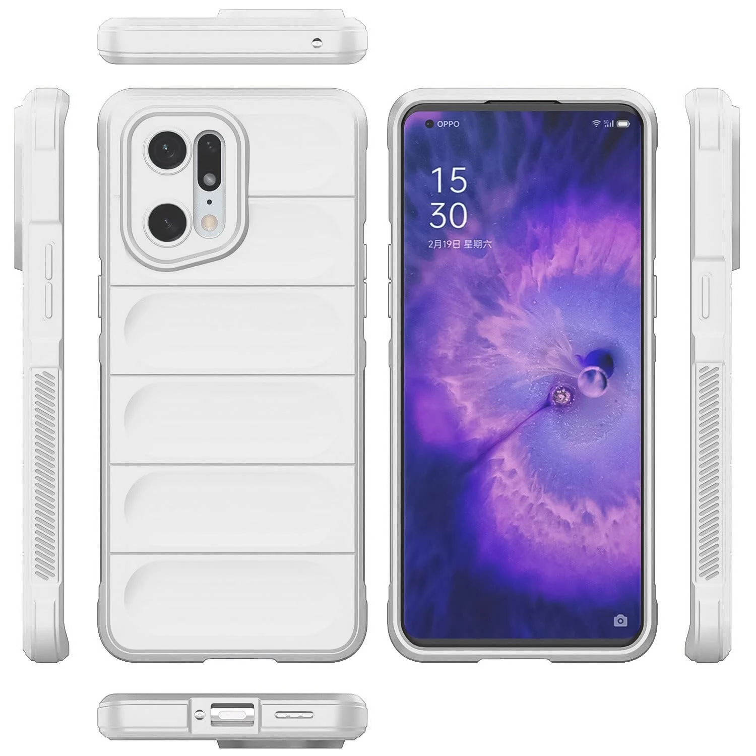 DL3 Mobilak Flexible Silicone and TPU Protective Case with Camera Protection for OPPO Find X5 Pro - White