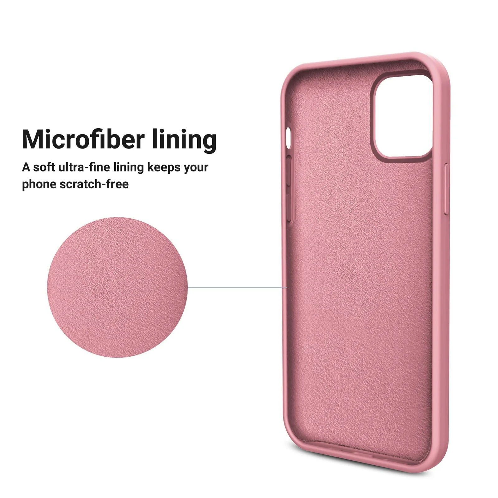 DL3 Mobilak Liquid Silicone Protective Case for iPhone 12 / 12 Pro (6.1 Inch) with Camera Protection and Microfiber Lining - Pink
