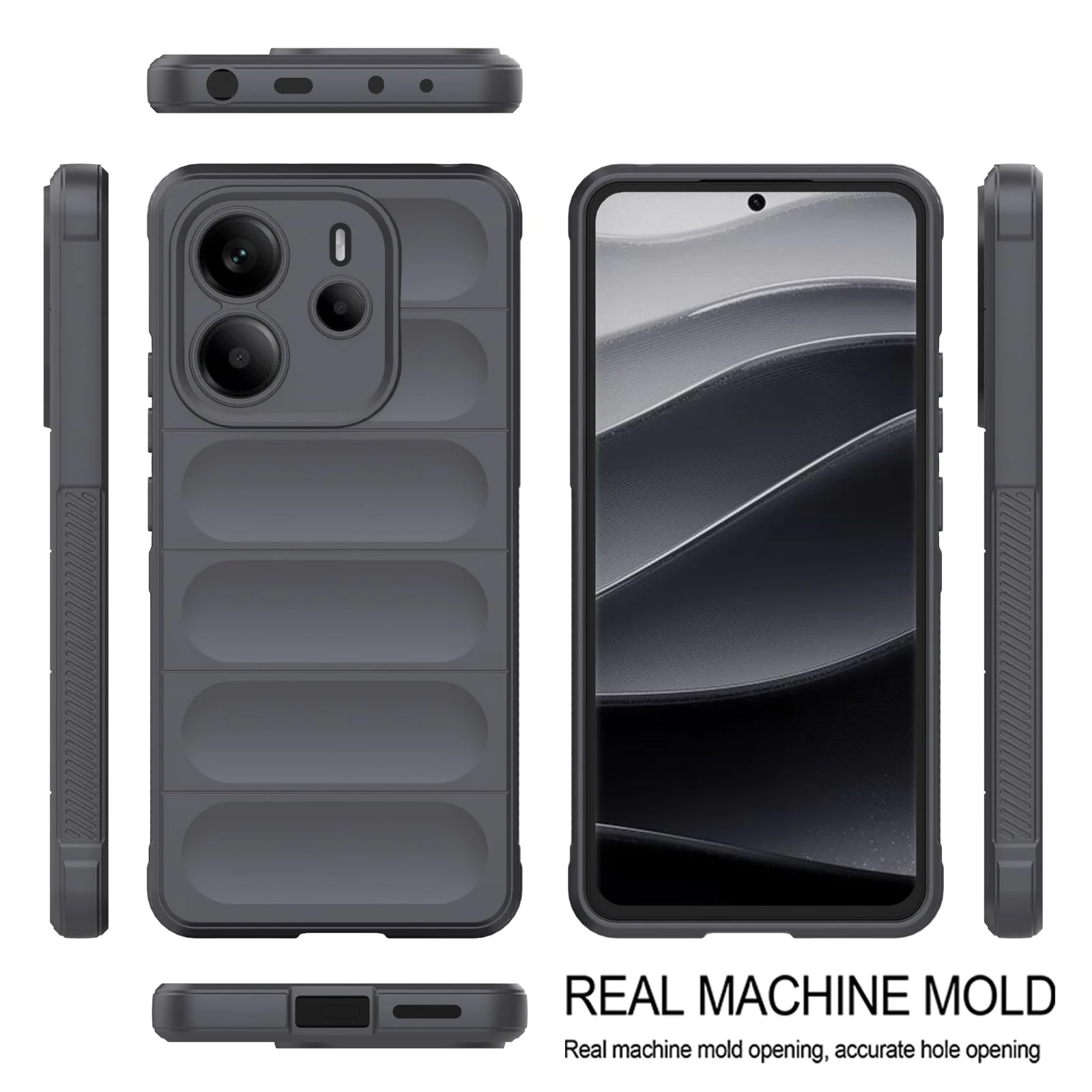 DL3 Mobilak Flexible Silicone and TPU Protective Case with Camera Protection for Xiaomi Redmi Note 14 4G - Dark Gray