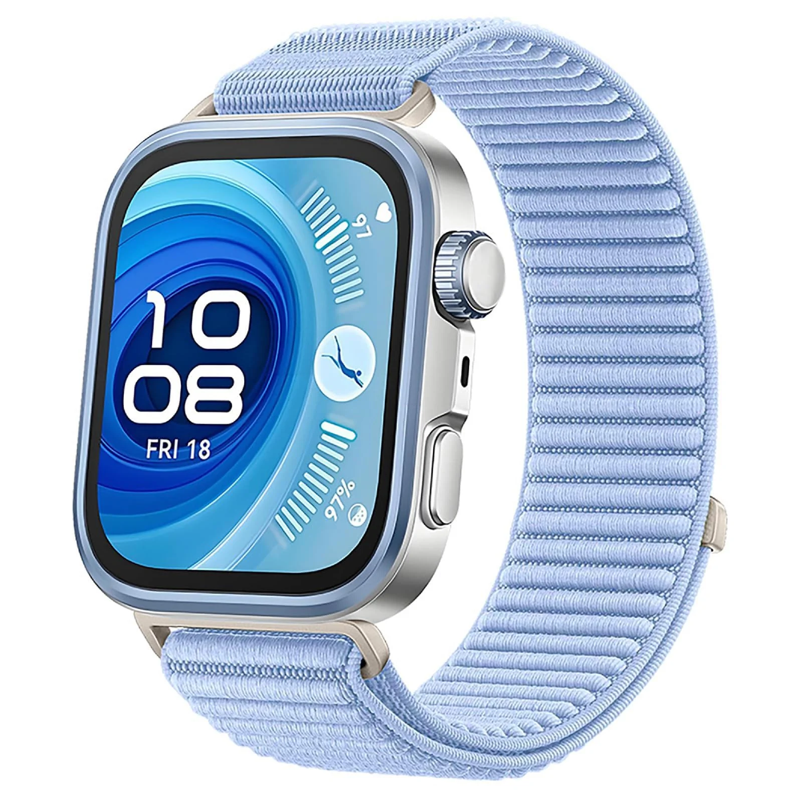 DL3 MOBILAK Elastic Nylon Watch Strap for Huawei Watch Fit 3 / Fit 4 / Fit 4 Pro / Fit 5 / Fit 5 Pro, Ice Blue