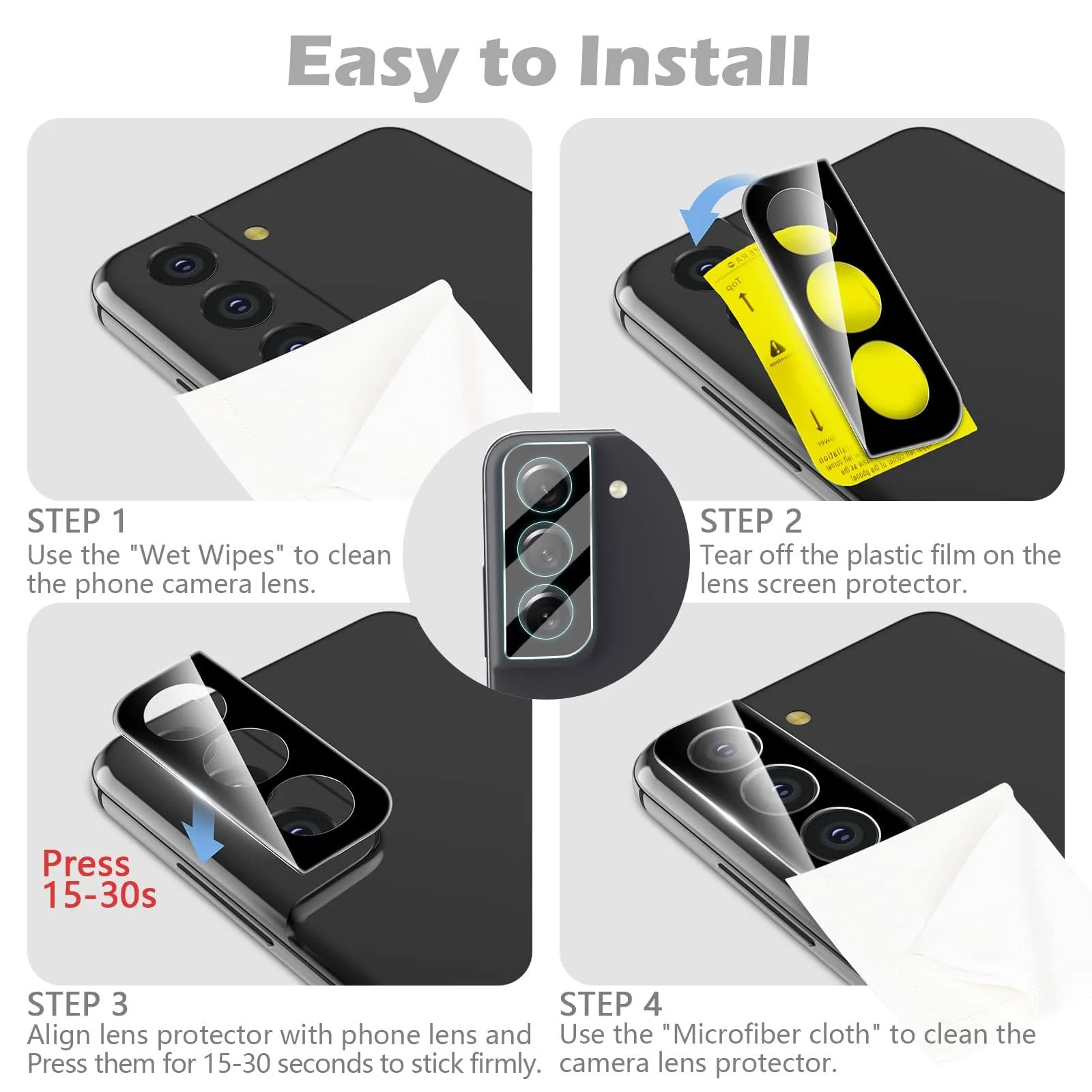 DL3 Mobilak Samsung Galaxy S21 FE 5G Camera Protector Tempered Glass Screen Protector HD [Full Coverage][Anti-Scratch] Drop Protection Ultra Clear/Thin Lens Protector Case - Black