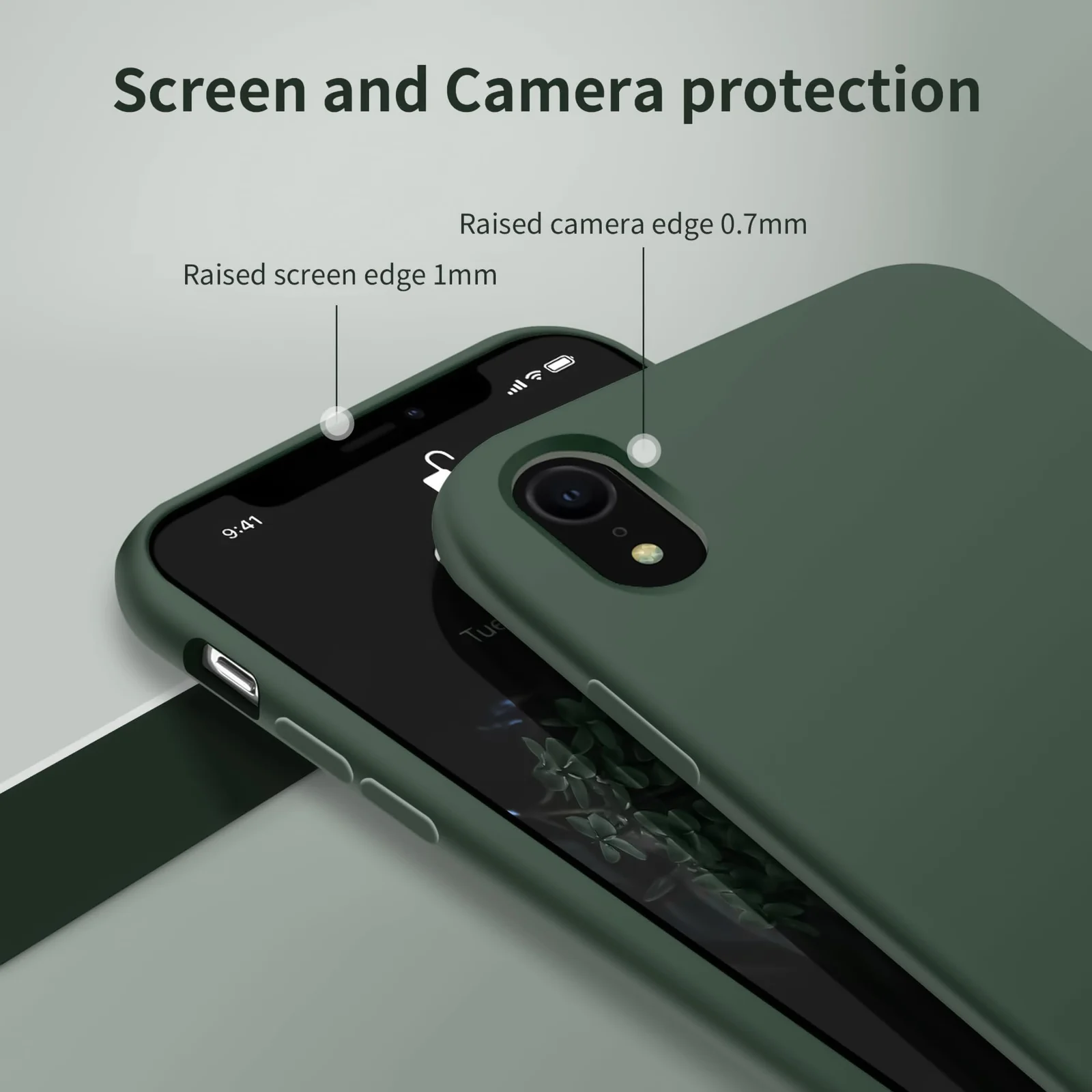 DL3 Mobilak Liquid Silicone Case for iPhone XR, Shock-absorbing protection, Scratch-resistant surface, Soft microfiber lining - Green
