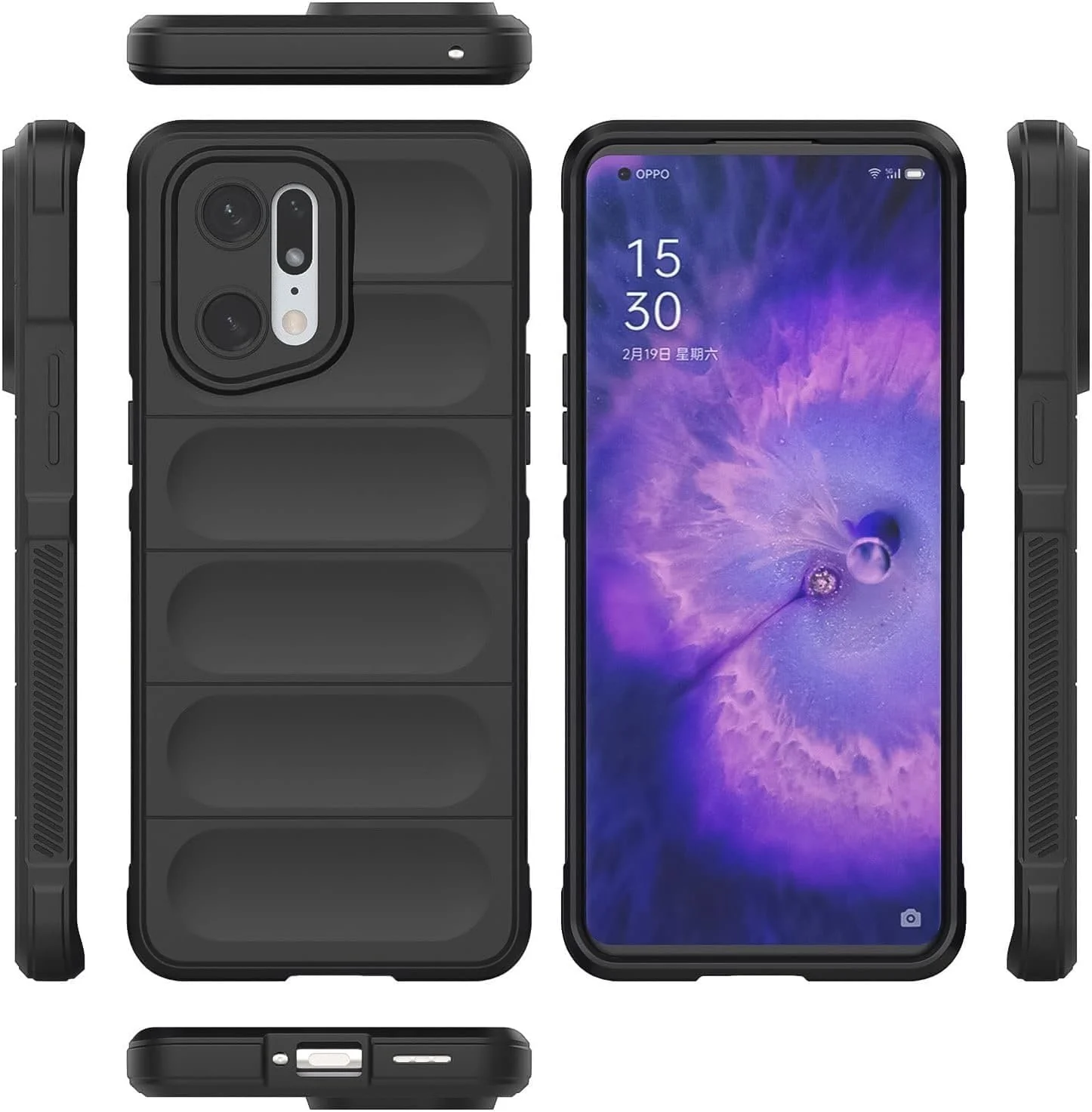 DL3 Mobilak Flexible Silicone and TPU Protective Case with Camera Protection for OPPO Find X5 - Black