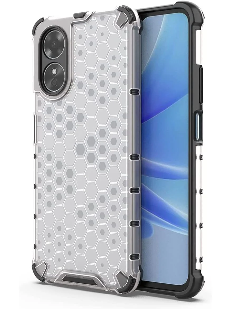 DL3 Mobilak Honeycomb Protective Case for OPPO A17 / OPPO A17K, Shock-absorbing protection, Transparent design, Slim, lightweight profile - Clear