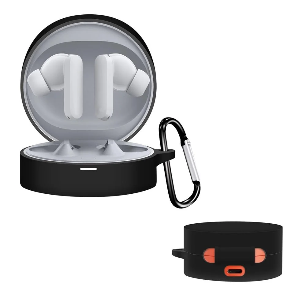 DL3 Mobilak Compatible with NOTHING CMF Buds Pro Case Cover, Soft Silicone Shockproof Protective Case Wireless Earbuds with Carabiner, Front LED Visible - Black