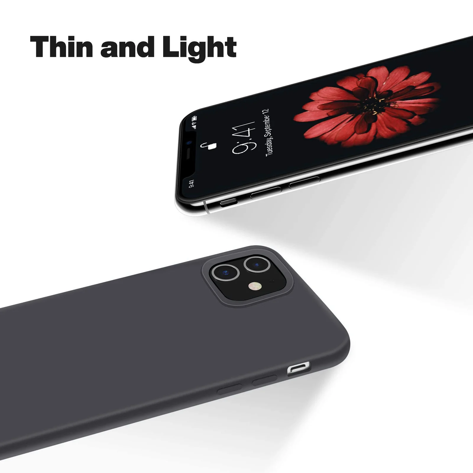 DL3 Mobilak Liquid Silicone Case for iPhone 11 (6.1 Inch), Shock-absorbing protection, Scratch-resistant surface, Soft microfiber lining - Midnight Gray