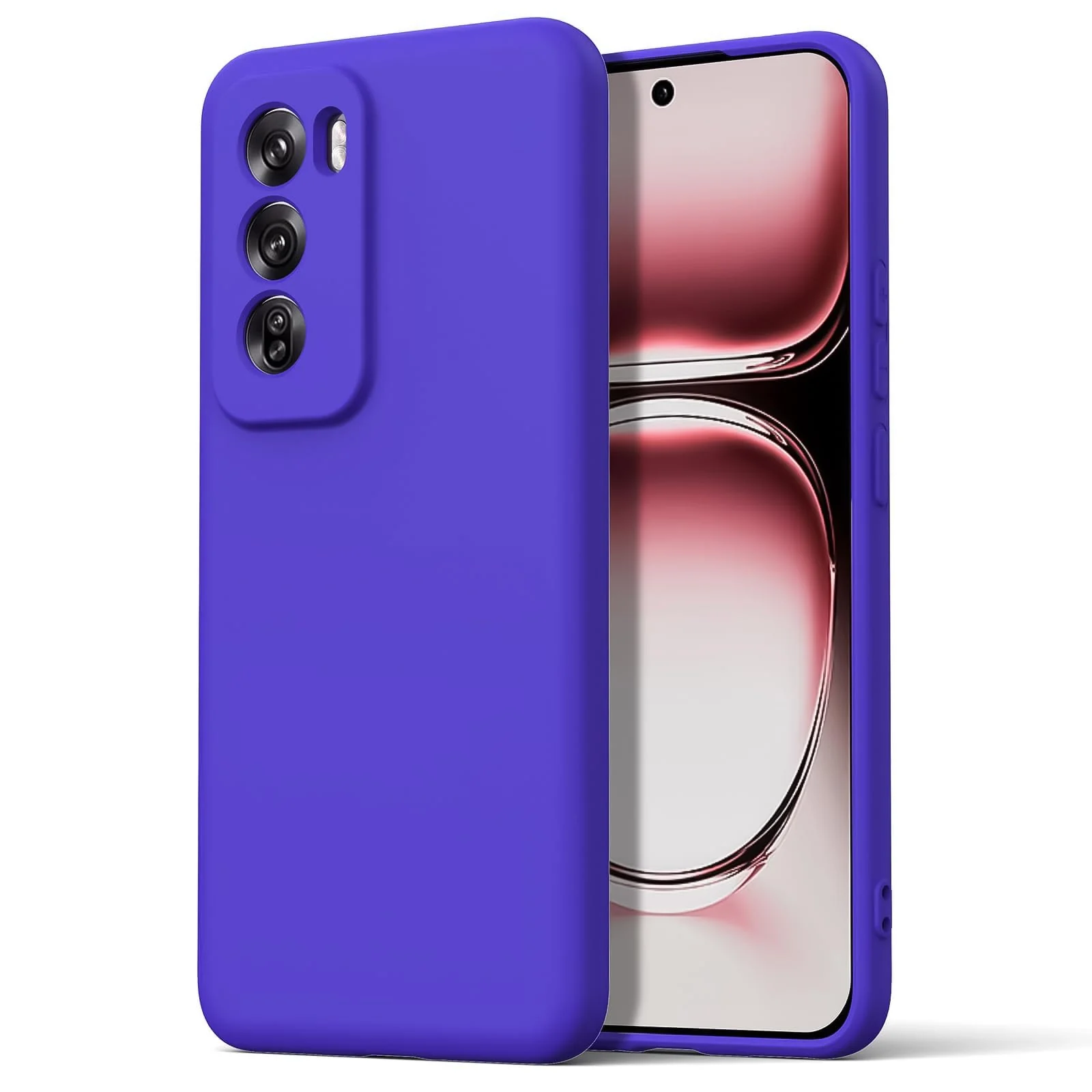 DL3 Mobilak Liquid Silicone Protective Case for OPPO Reno 12 5G with Camera Protection and Microfiber Lining - Pepsi
