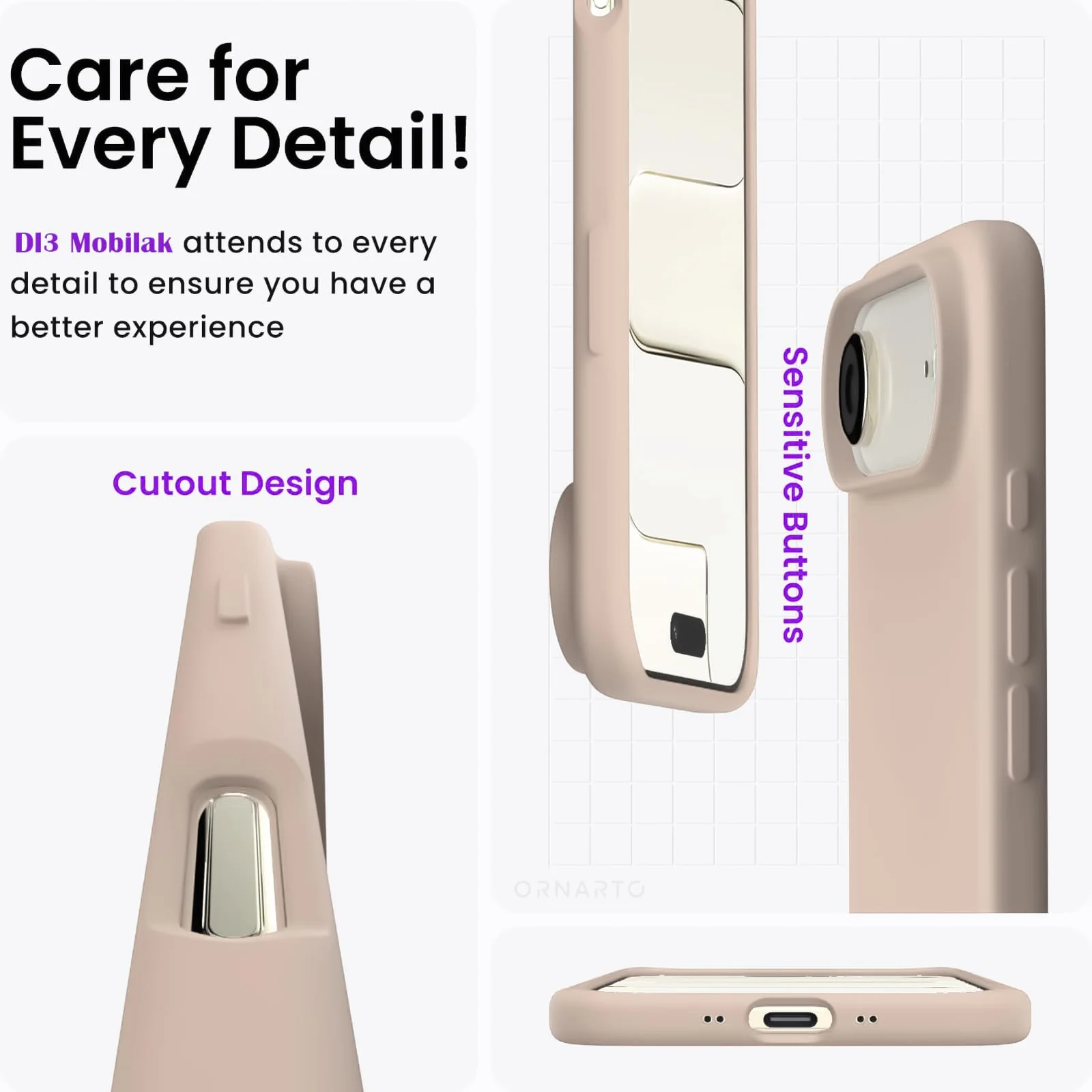 DL3 Mobilak Liquid Silicone Case for iPhone 17 Air 6.5-Inch, Supports wireless charging, Shock-absorbing protection, Scratch-resistant surface - Pink Sand