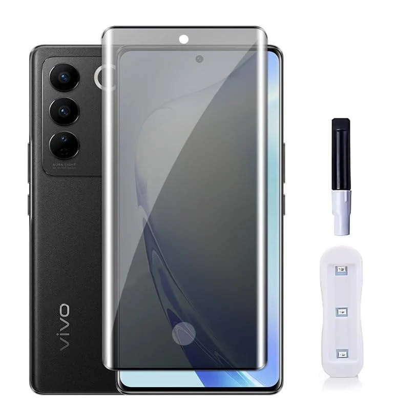 DL3 Mobilak Screen Protector for vivo V27 5G / V27 Pro 5G Glass Fingerprint Reader Support 3D Curved Anti-Spy Tempered Glass Screen Protector - Privacy