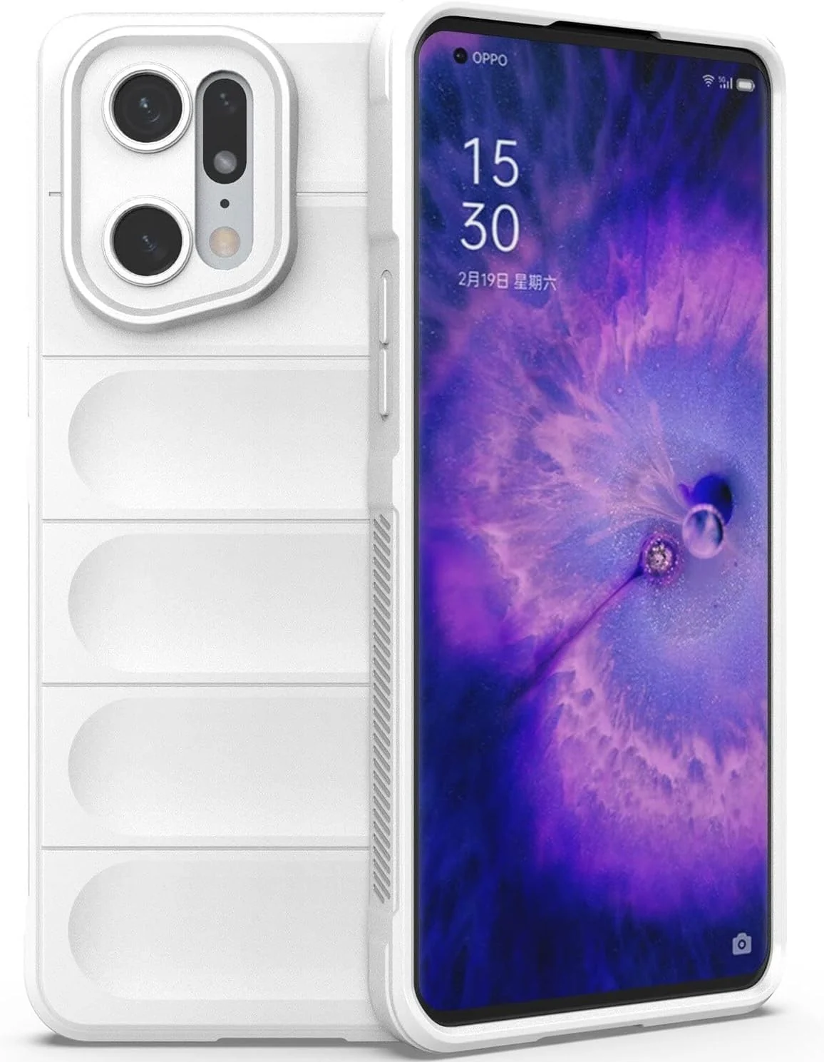 DL3 Mobilak Soft Silicone Protective Case for OPPO Find X5 with Camera Protection and Shockproof Design - White