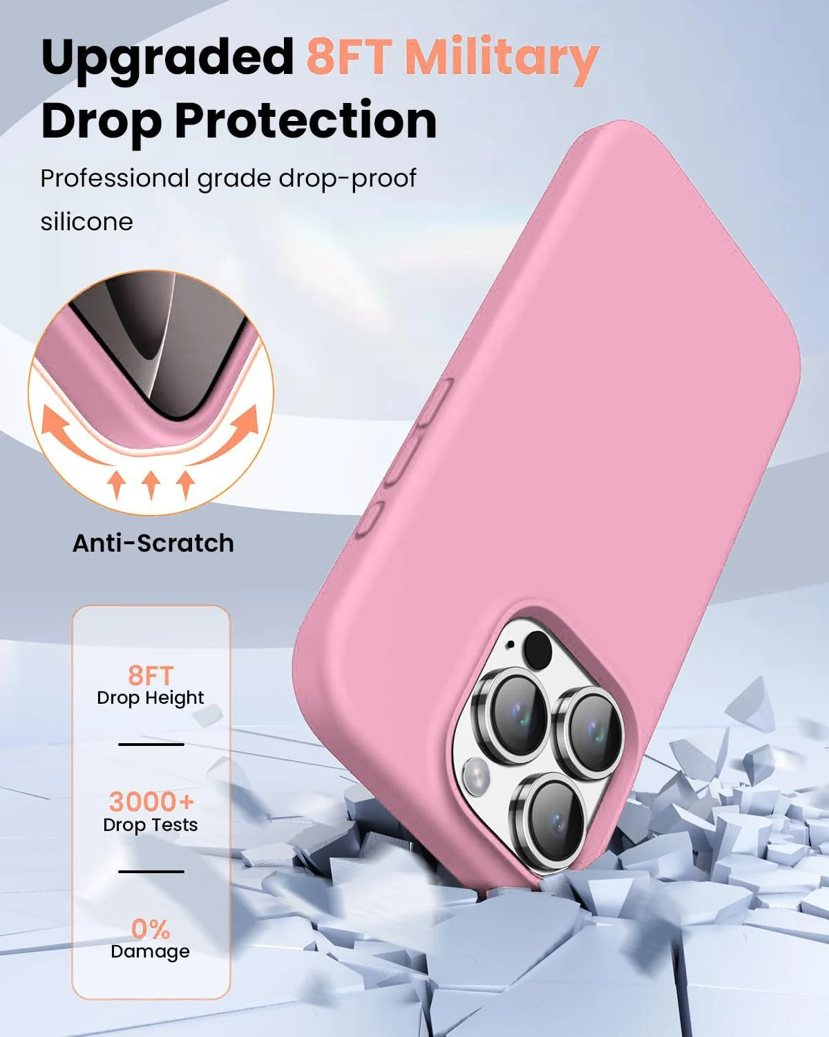 DL3 Mobilak Liquid Silicone Protective Case with Soft Microfiber Lining for iPhone 16 Pro - Pink 2