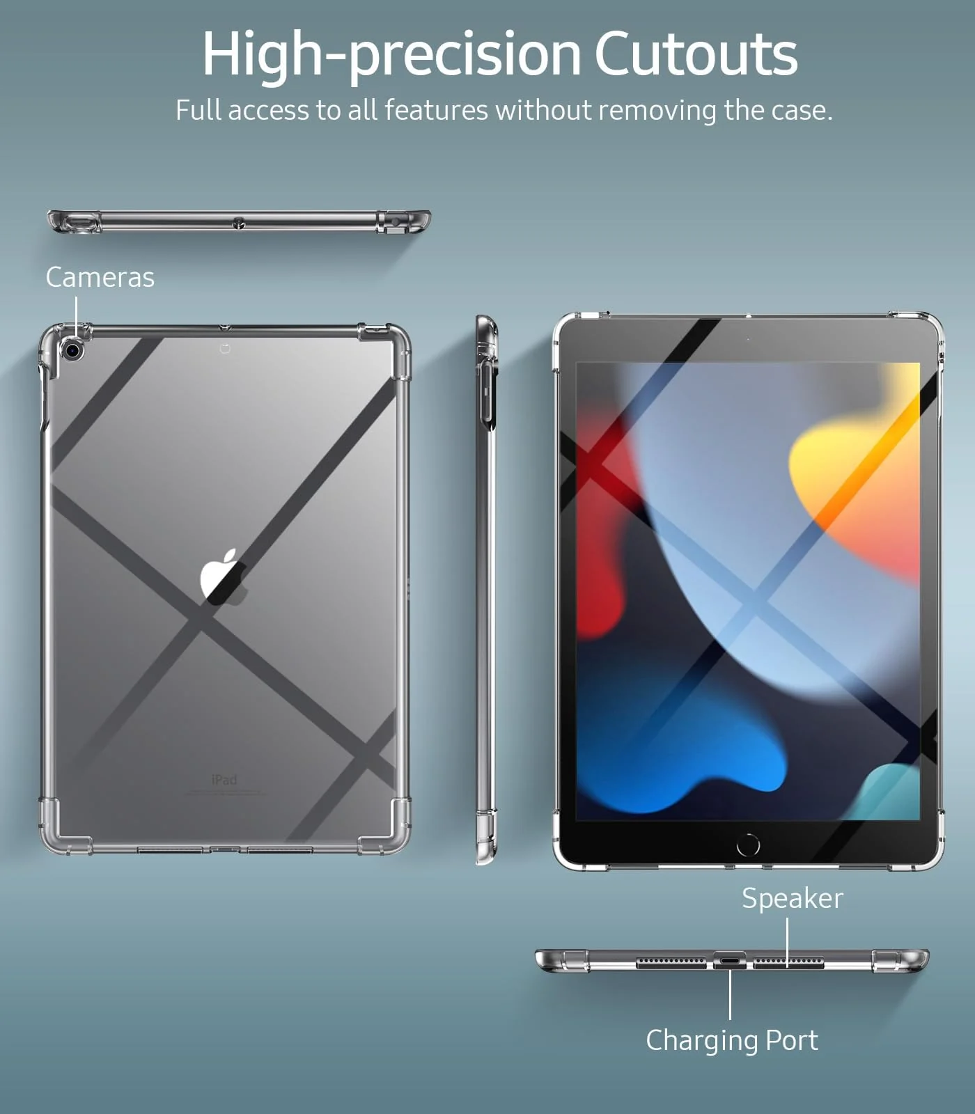 DL3 Mobilak Transparent Case For iPad 9/8/7 (10.2-Inch, 2021/2020/2019 Model, 9th/8th/7th Generation), Ultra Thin Silicone Shockproof Back Shell HD Transparent TPU Protective Cover - Clear