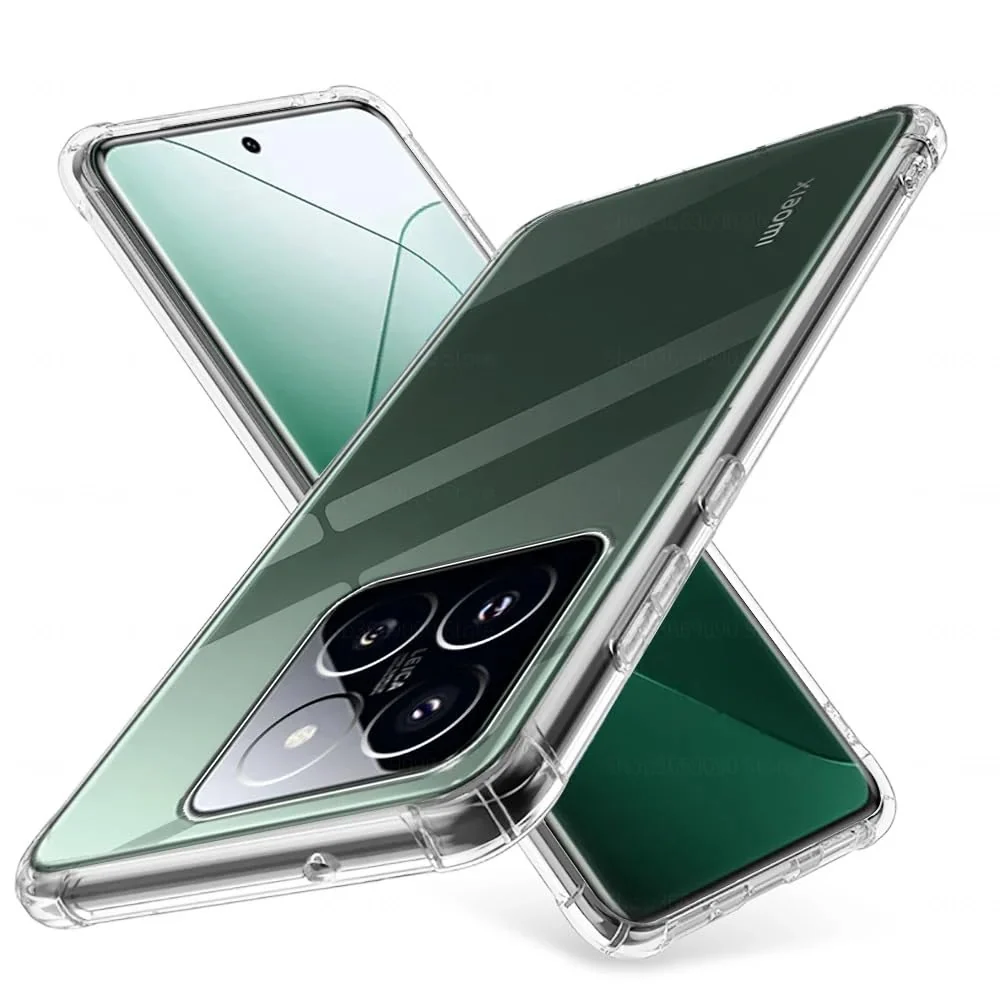 DL3 Mobilak Case Compatible with Xiaomi 14 pro, Cover Silicone Transparen t TPU Gorilla Anti-shock Protector Camera Shockproof Corners - Clear