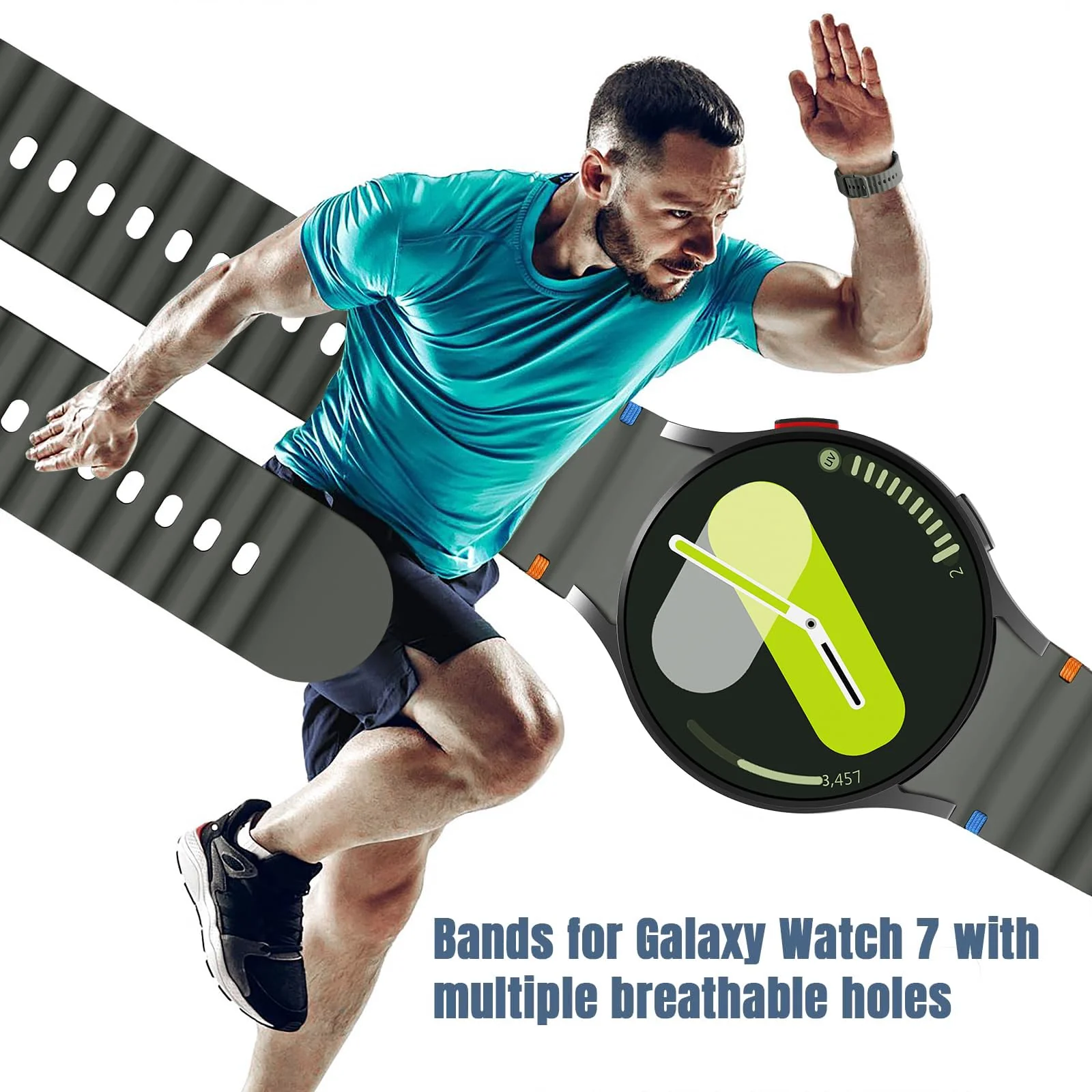 DL3 Mobilak No Gap Sport Bands For Samsung Galaxy Watch 7 6 5 4 FE Strap 40mm 44mm, Soft Silicone Sport Band for Galaxy Watch 6 Classic Straps 47mm 43mm/Galaxy Watch 5 Pro/Watch 4 Classic 42mm 46mm for Men Women - Dark Olive