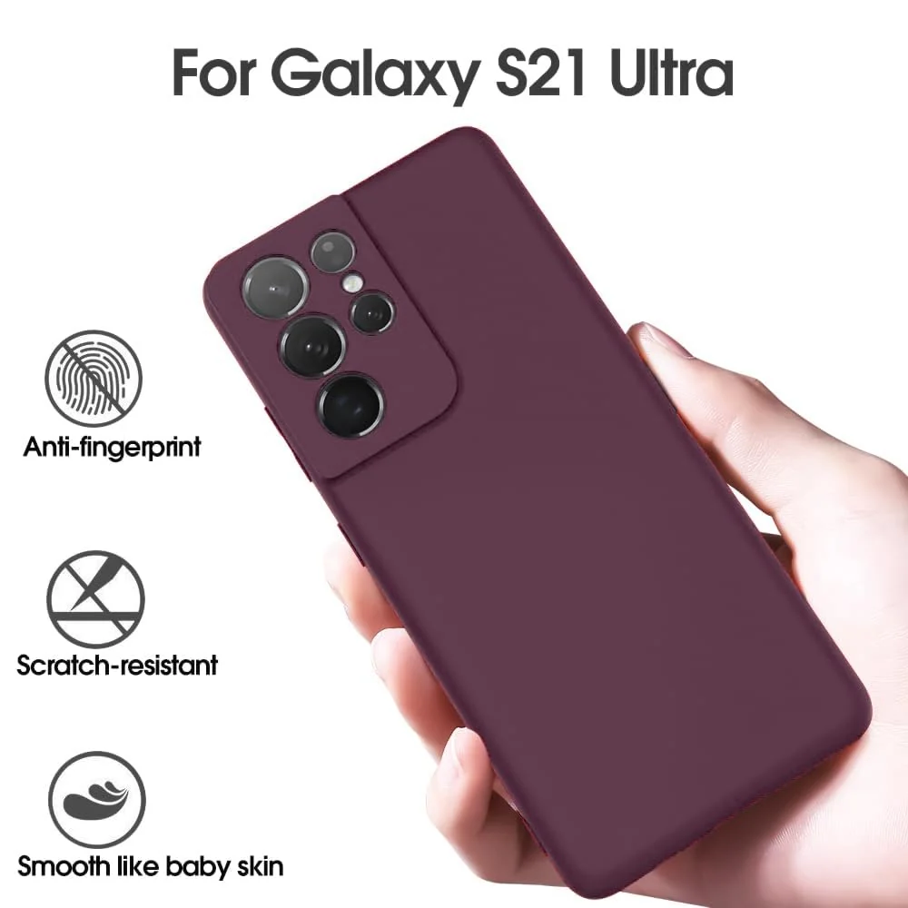 DL3 Mobilak Soft Silicone Gel Bumper Case for Samsung Galaxy S21 Ultra 5G - Wine Red