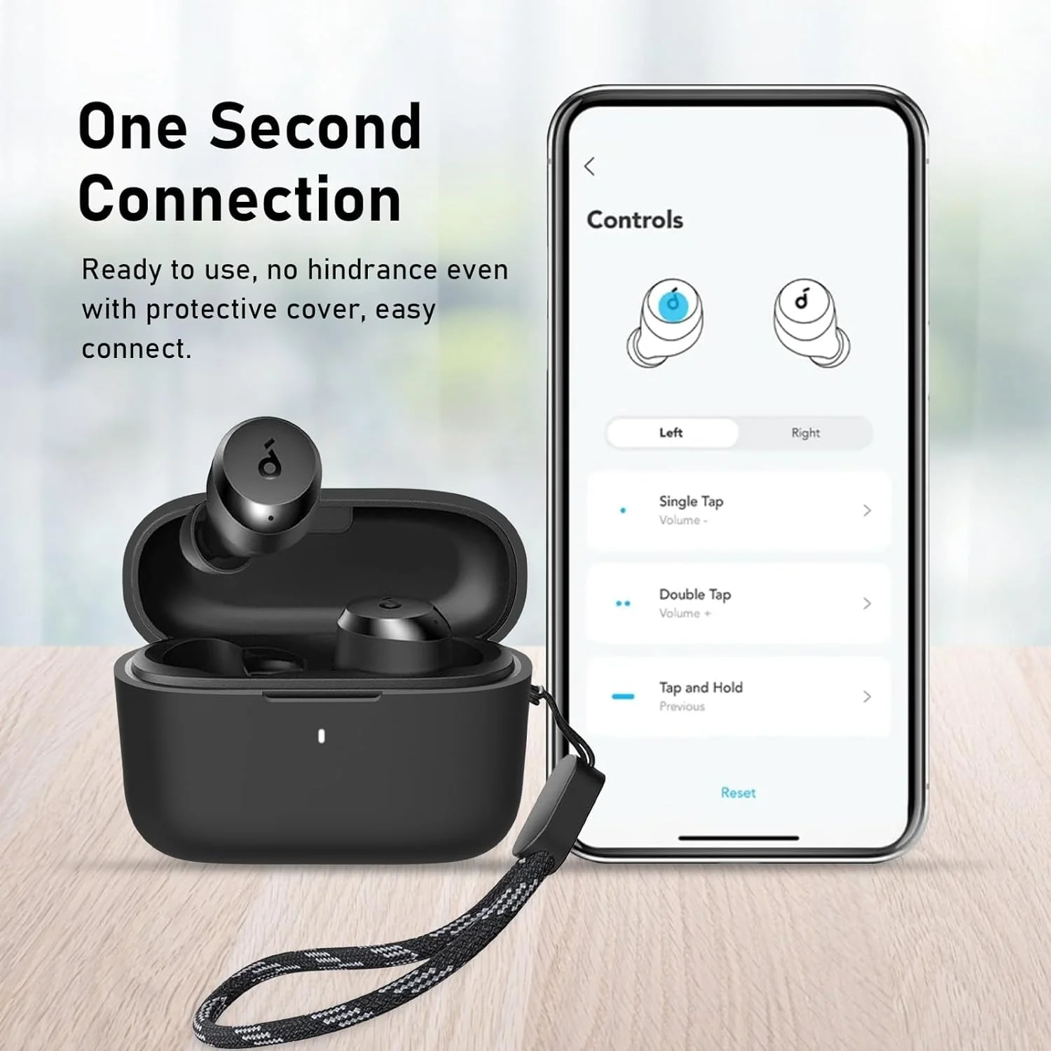 DL3 Mobilak Silicone Cover Case Compatible with Soundcore by Anker A20i Portable Protective Case Cover With Keychain - Black