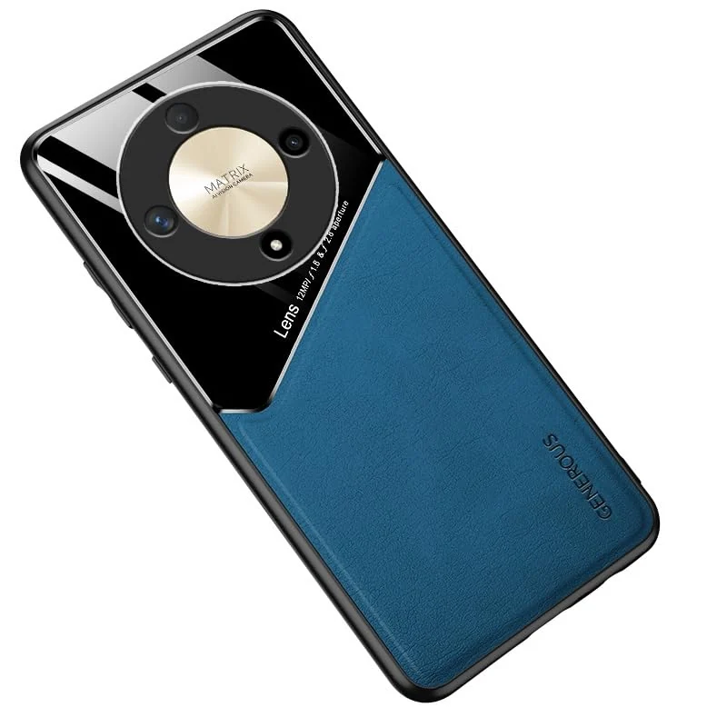 DL3 Mobilak Faux Leather and Plexiglass TPU Case for Honor X9B with Magnetic Car-Mount Support and Shockproof Design - Blue