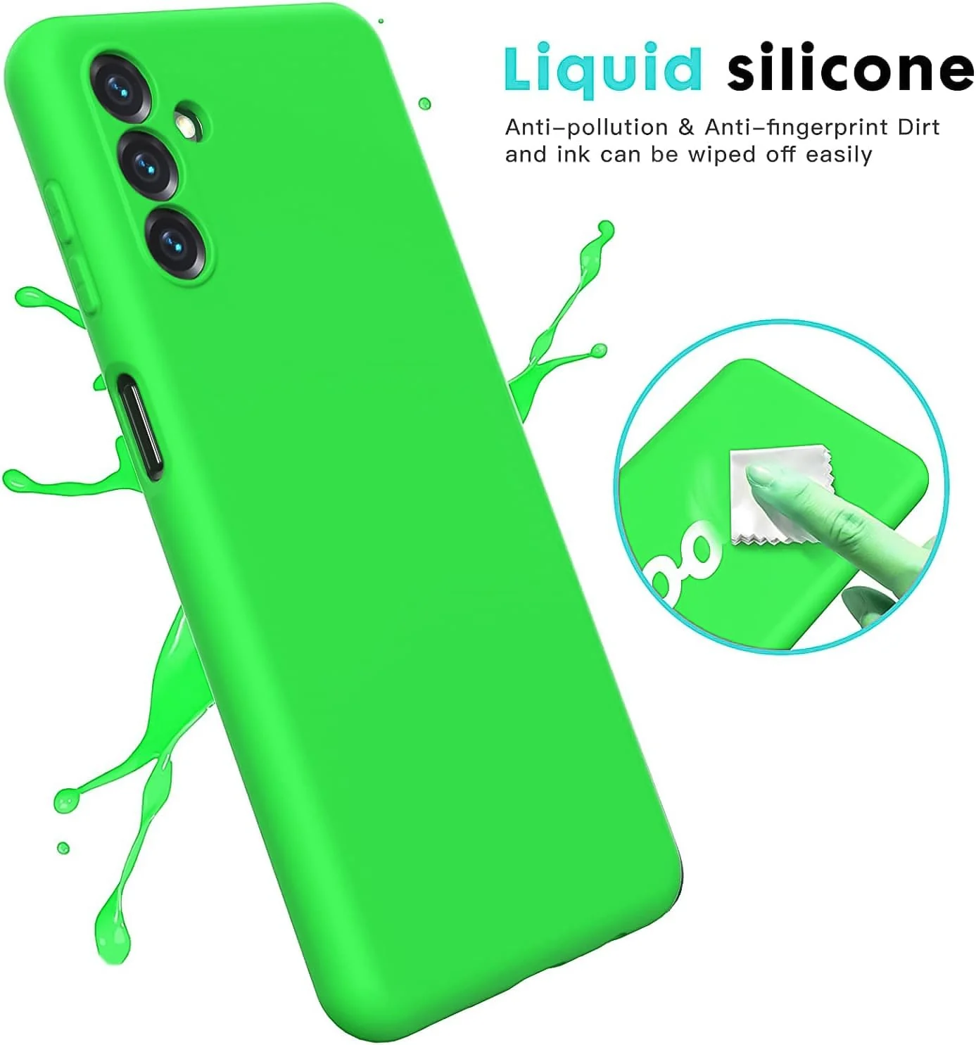 DL3 Mobilak Soft Silicone Protective Case for Samsung Galaxy A04s / A13 4G / A13 5G with Microfiber Lining and Shockproof Design - Neon Green