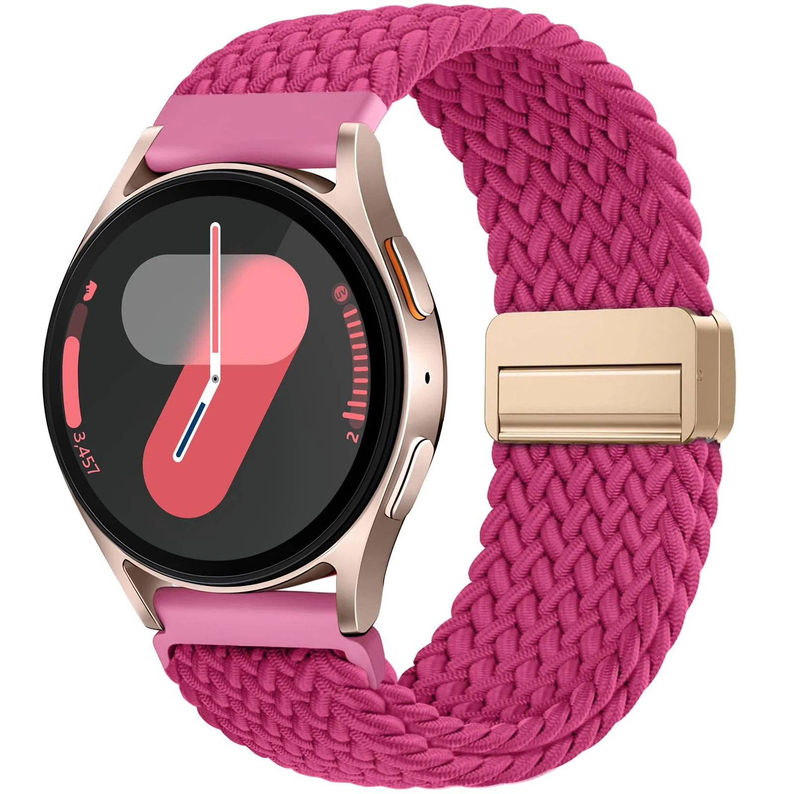 DL3 Mobilak 22mm Magnetic Band for Redmi Watch 5 Active/5 Lite/Samsung Galaxy Watch 3 45mm/Watch 46mm/Gear S3/Huawei watch GT6 GT5 46MM/GT2E/GT6 Pro/GT 5 Pro/Amazfit GTR 4/3, Stretchy Braided Nylon Sport Strap - Fuchsia