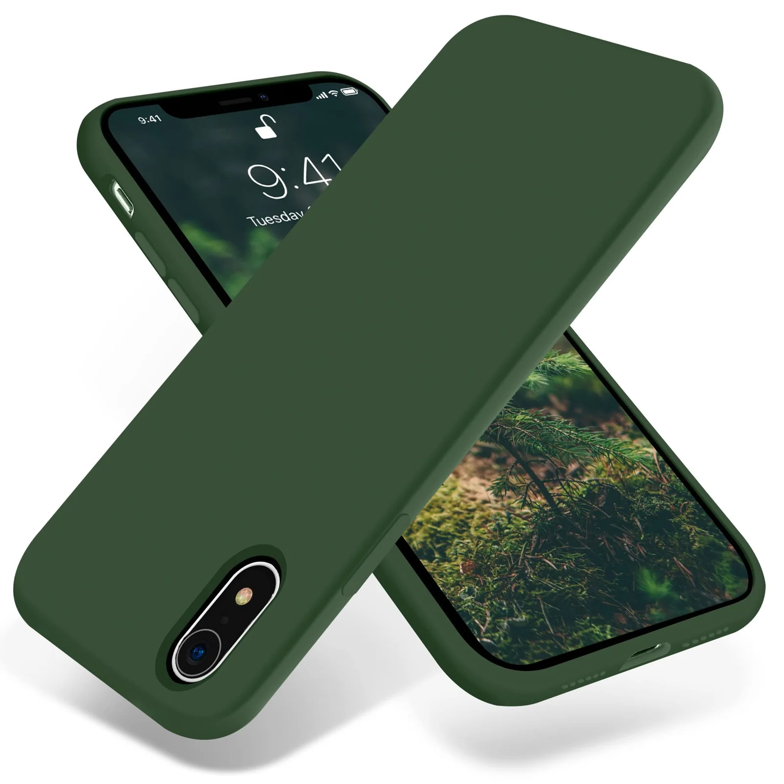 DL3 Mobilak Liquid Silicone Protective Case with Soft Microfiber Lining for iPhone XR - Clover