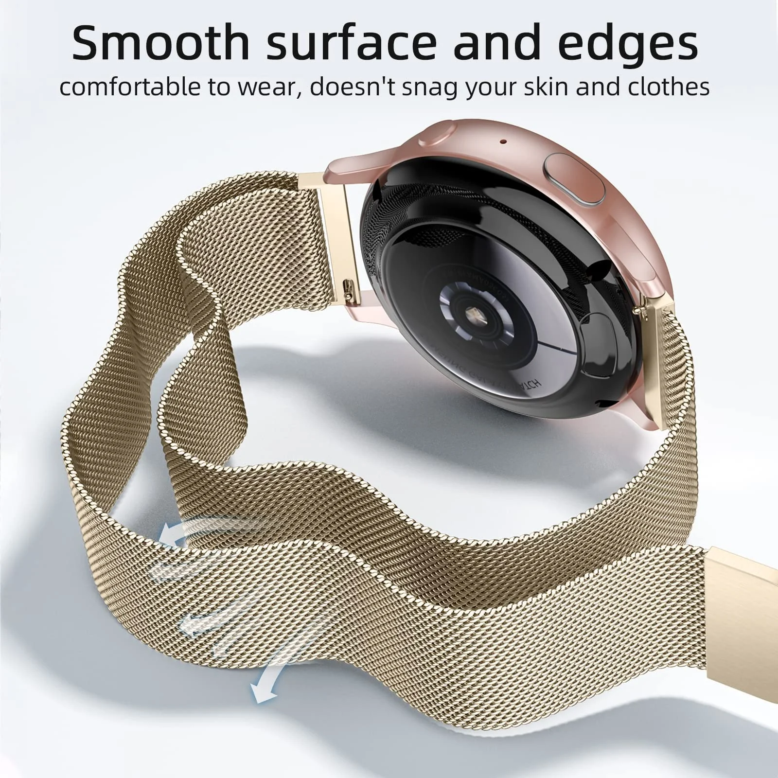 DL3 Mobilak Band stainless steel Magnetic 22MM Strap For Samsung Galaxy Watch 3 45mm/Watch 46mm/Gear S3/Huawei watch GT4 GT3 46MM/Watch 3&4/3&4 Pro/GT2E/GT2 Pro/GT GT2 46MM/Amazfit GTR 2/2e/3/4/3 Pro - Starlight