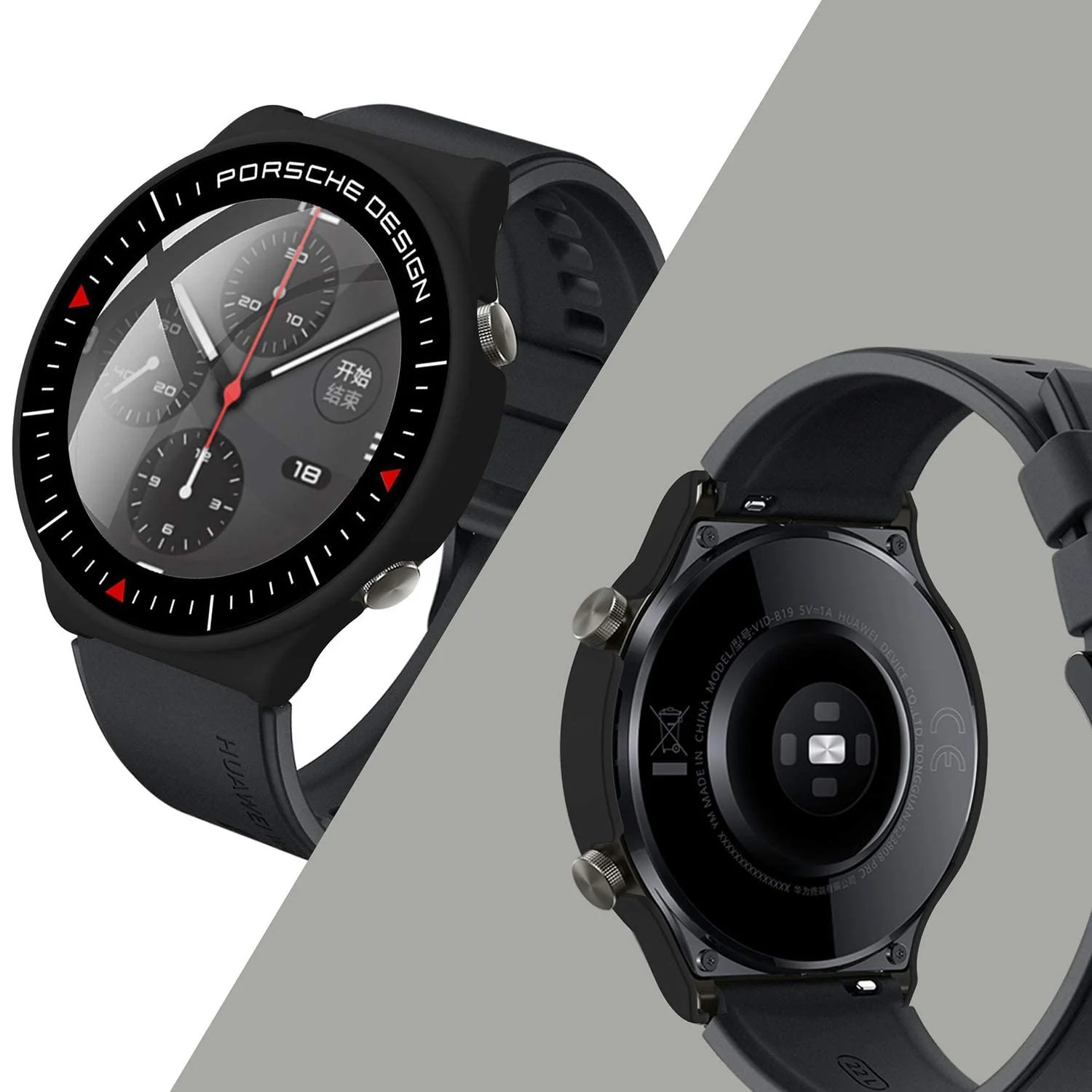 DL3 Mobilak Case Compatible with Huawei Watch GT2 Pro PC Cover with Bezel Tempered Glass Protection, Ultra Thin Full Protection for Huawei Watch GT 2 Pro Protective Case - Black