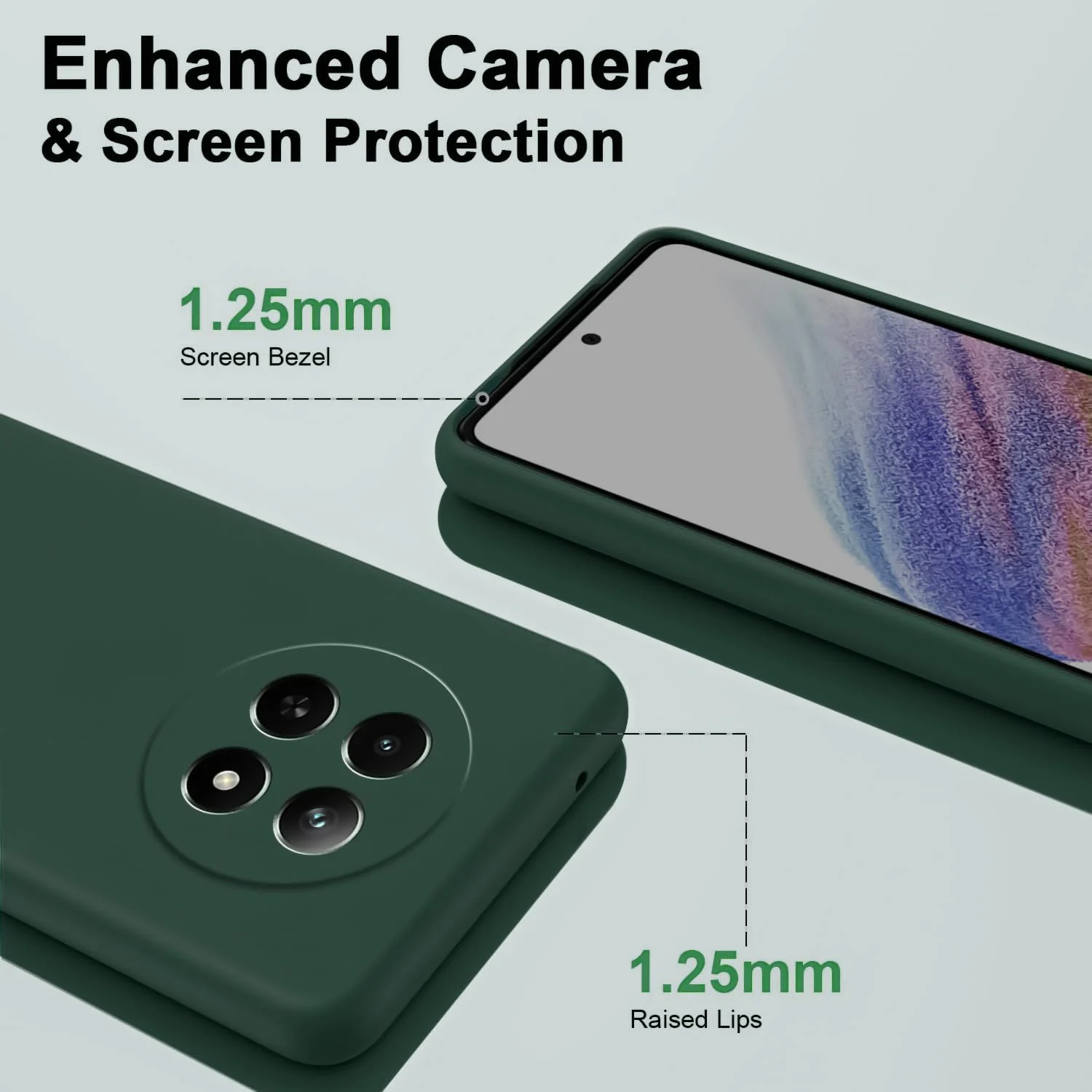 DL3 Mobilak Liquid Silicone Case for realme 13 5G / realme 12 5G / realme 12X 5G, Shock-absorbing protection, Scratch-resistant surface, Soft microfiber lining - Green
