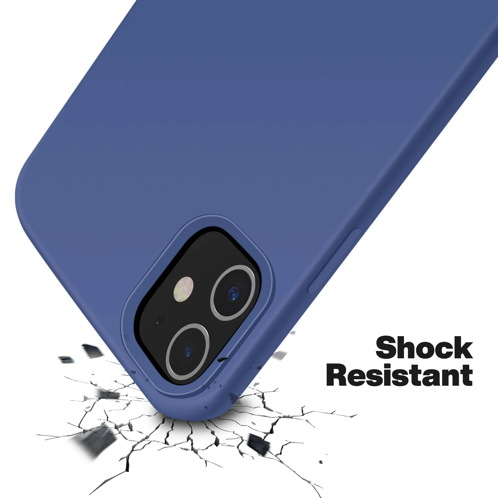 DL3 Mobilak Liquid Silicone Case for iPhone 12 / 12 Pro (6.1 Inch), Shock-absorbing protection, Scratch-resistant surface, Soft microfiber lining - Blue