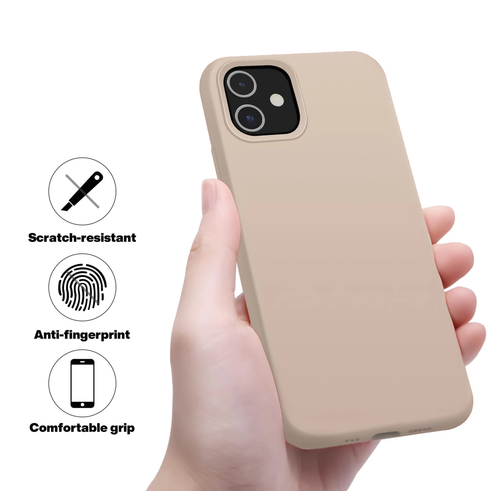 DL3 Mobilak Liquid Silicone Protective Case for iPhone 11 (6.1 Inch) with Camera Protection and Microfiber Lining - Light Cashmere